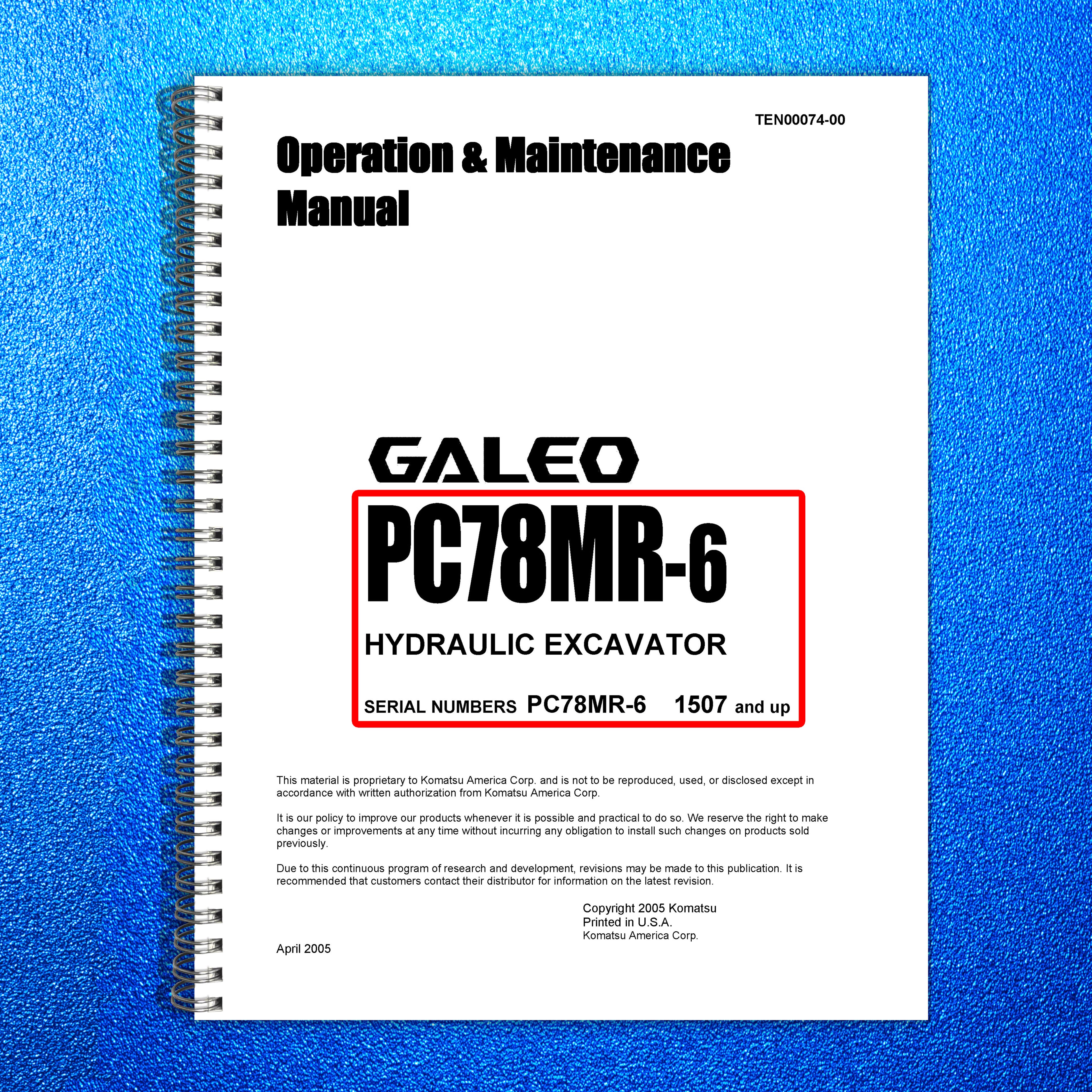 KOMATSU PC78MR-6 Operation and Maintenance Manual - WIRE BOUND TOUGH COVERS