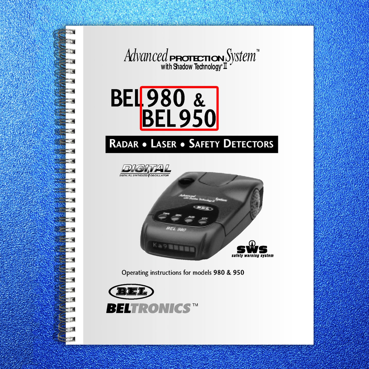 BEL 980 950 Radar Laser Safety Detector Operating Instructions Manual - BOUND