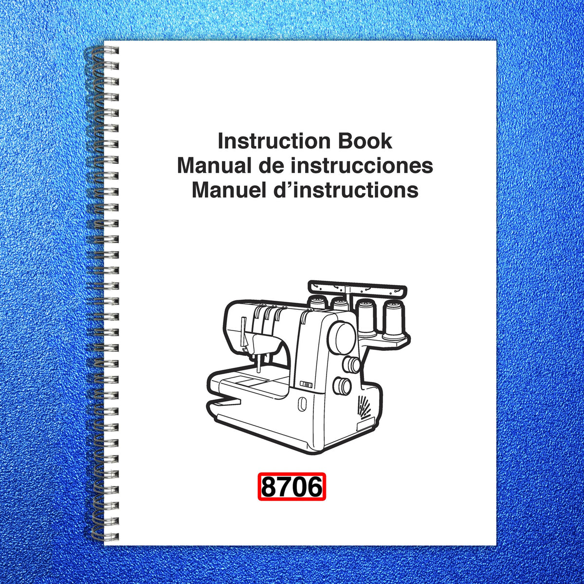 ALFA 8706 Coverstitch Machine Instruction Book Manual - WIRE BOUND - COVERS
