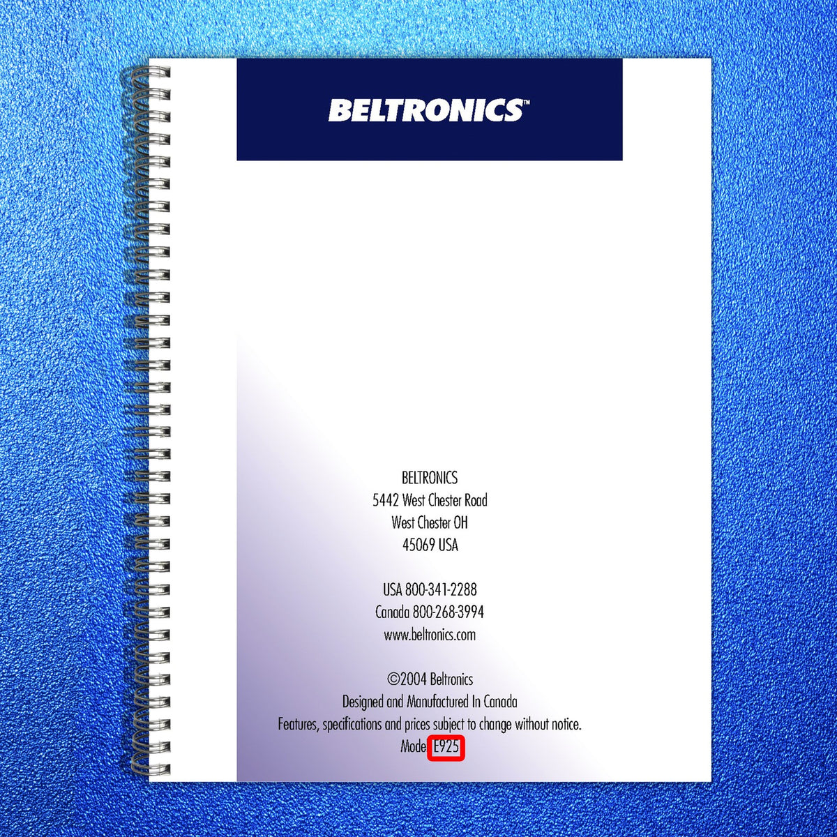 BELTRONICS Express 925 Radar Laser Detector Owners Manual 2004 - WIRE BOUND