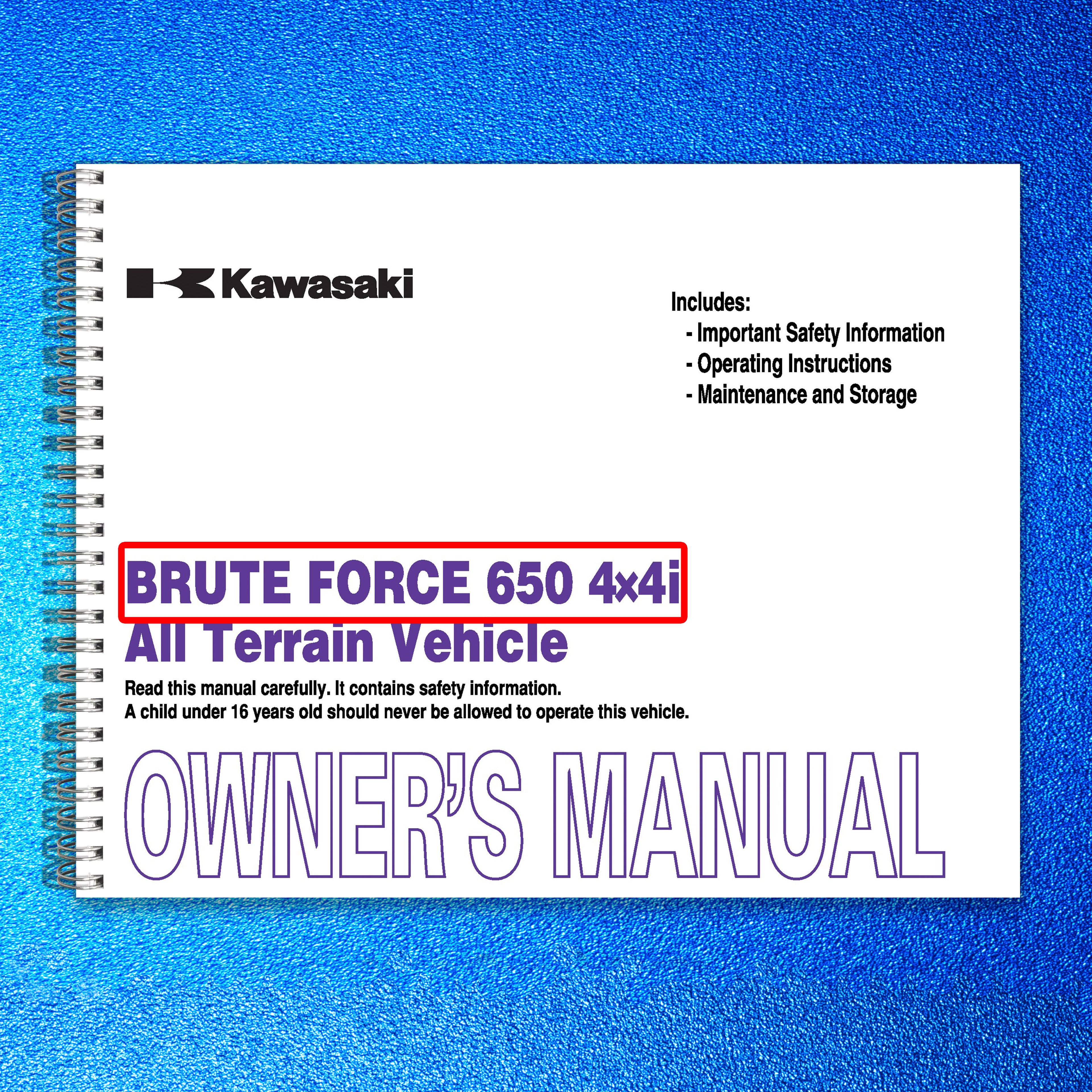 KAWASAKI Brute Force 650 4x4i Owners Manual 2009 - WIRE BOUND - TOUGH COVERS