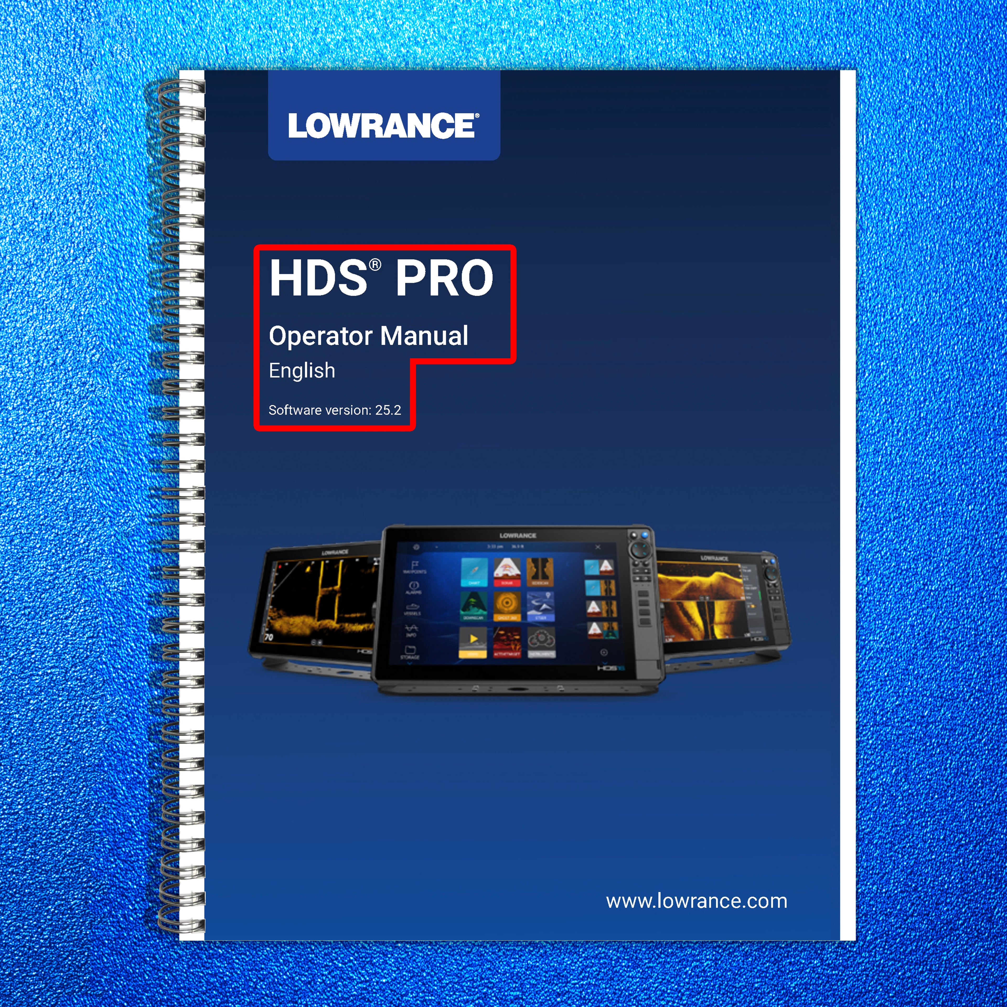LOWRANCE HDS PRO Fish Finder User Manual Operation Guide WIRE BOUND, FULL COLOR