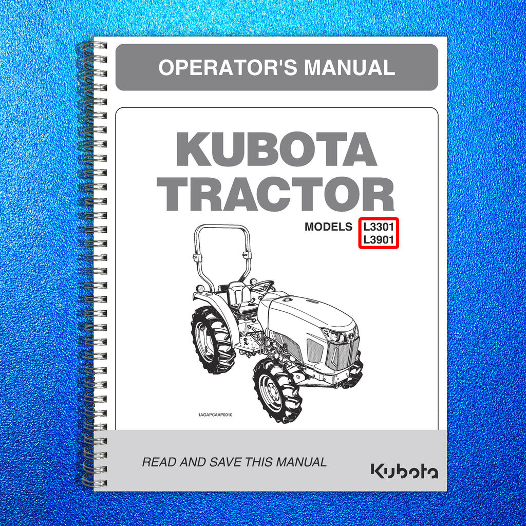 KUBOTA L3301 L3901 OPERATORS MANUAL - STEEL WIRE BOUND - PROTECTIVE COVERS