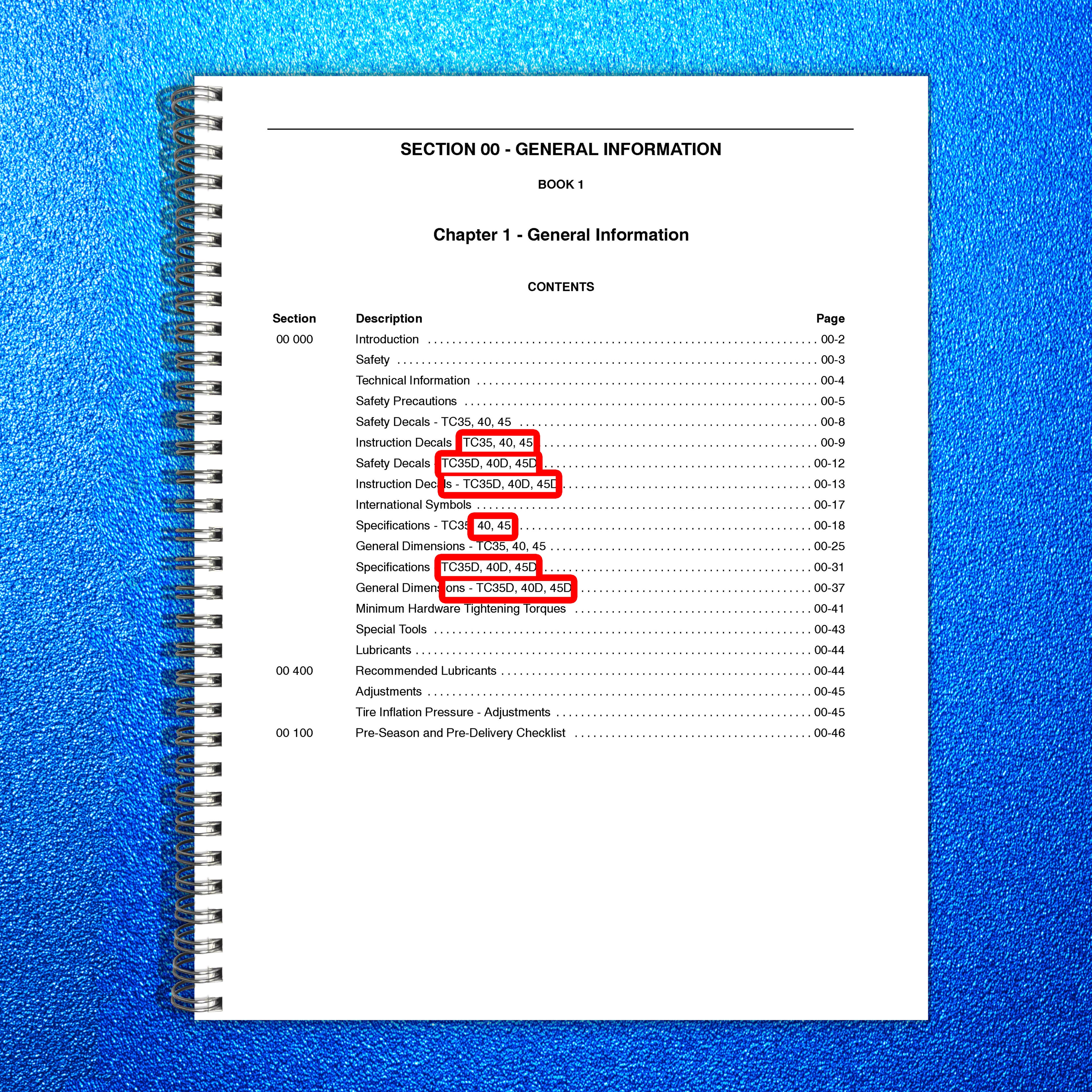 NEW HOLLAND TC35 TC40 TC45 Tractor Service Manual - WIRE BOUND - TOUGH COVERS