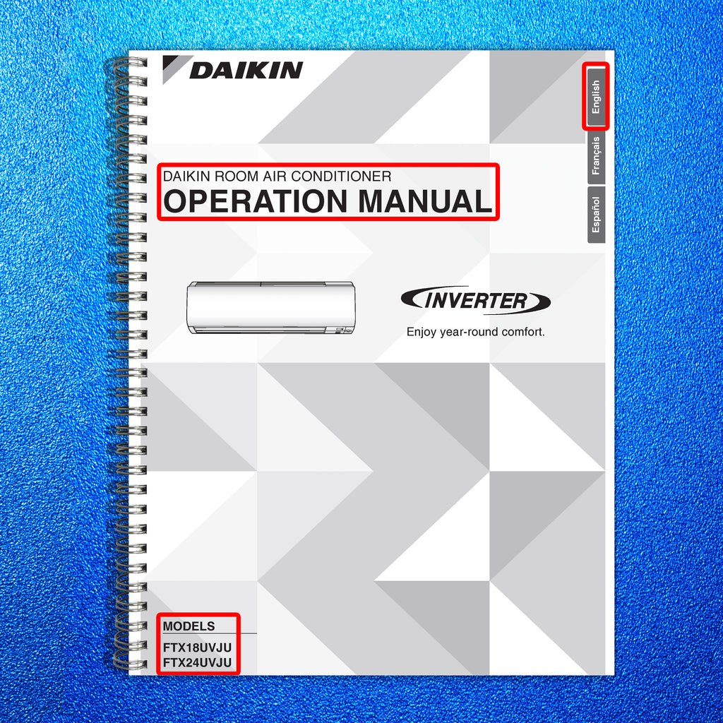 DAIKIN FTX18UVJU FTX24UVJU Air Conditioner Mini Split User Manual, BOUND, COVERS