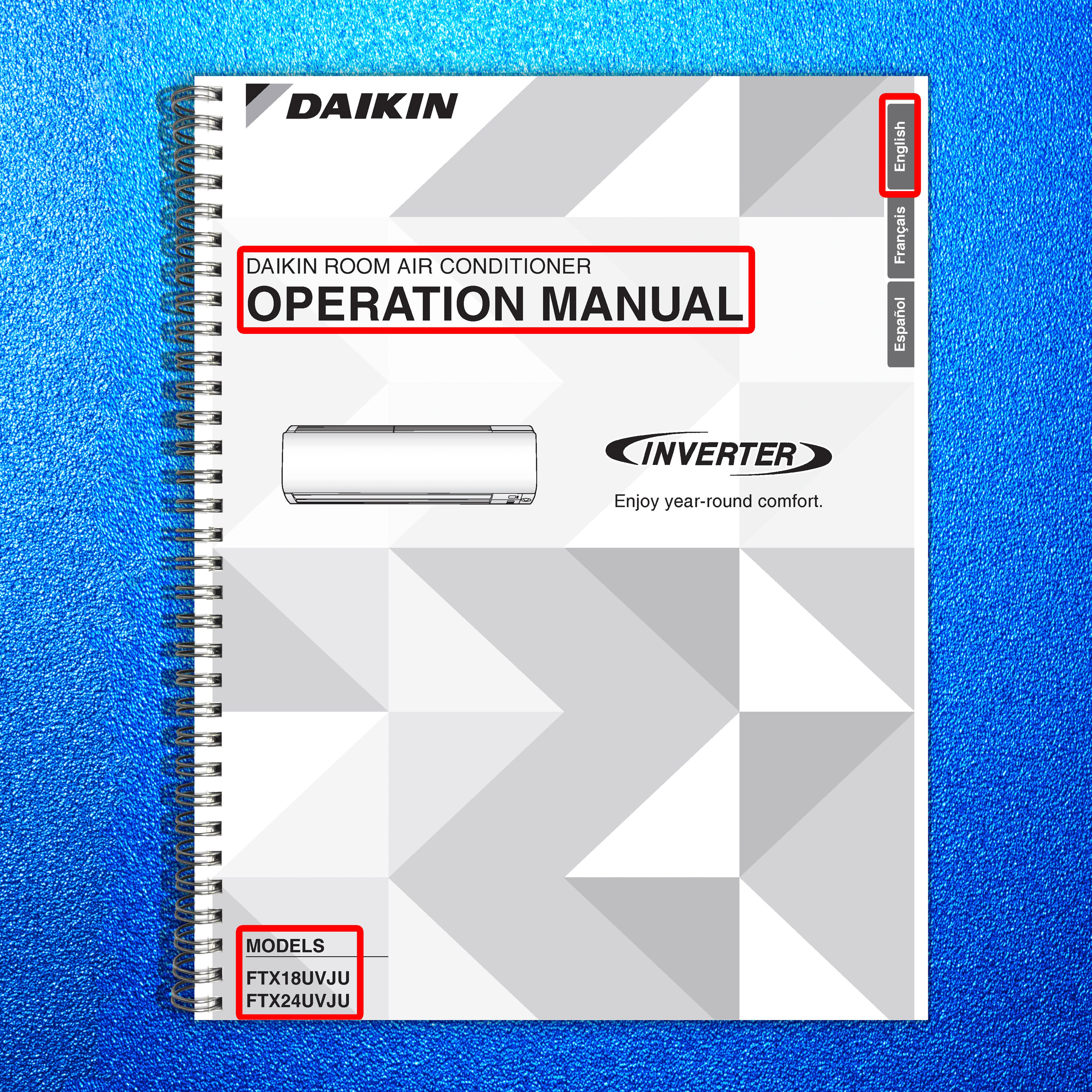 DAIKIN FTX18UVJU FTX24UVJU Air Conditioner Mini Split User Manual, BOUND, COVERS
