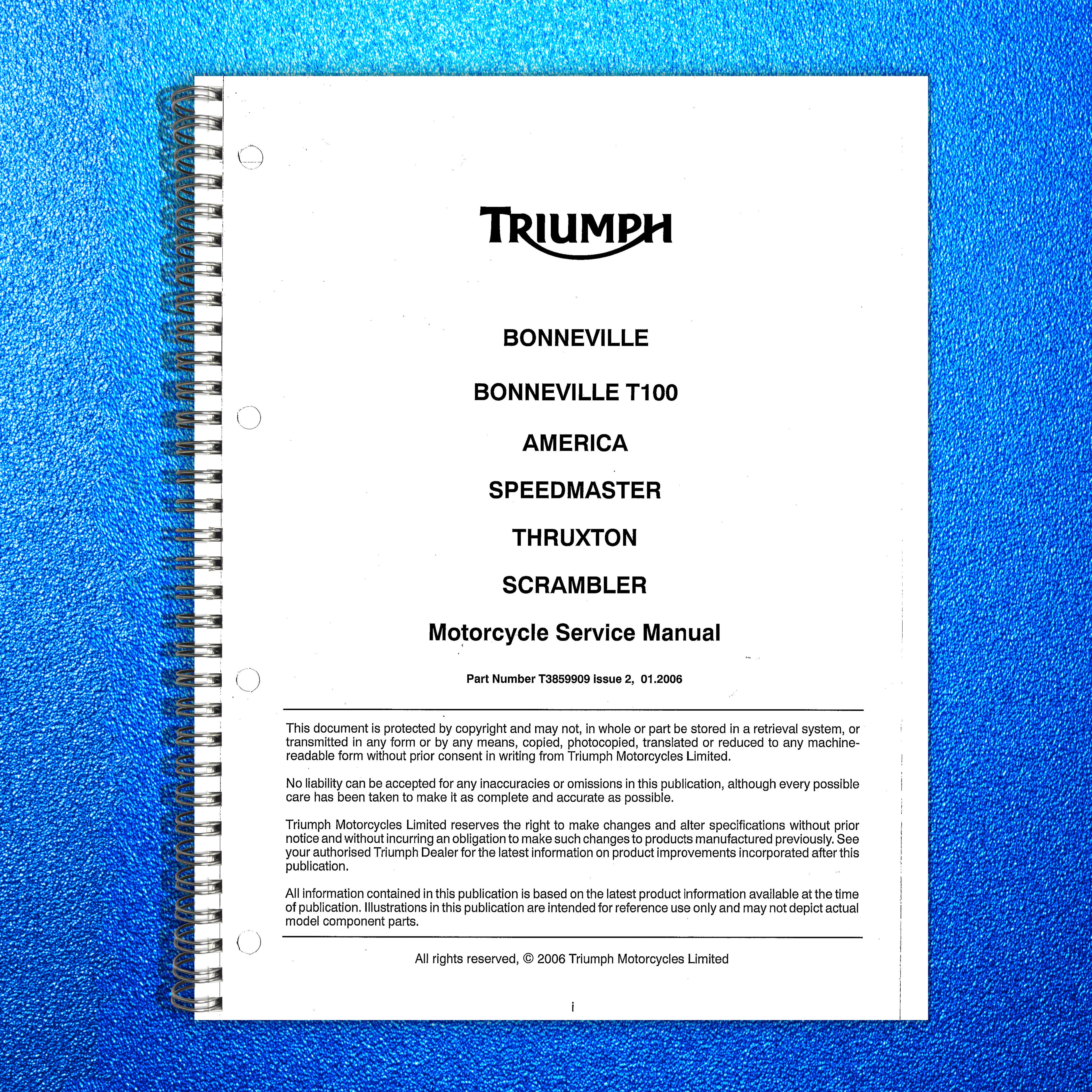 TRIUMPH Modern Classics Motorcycle Service Manual - BOUND - COVERS - XL FOLDOUTS