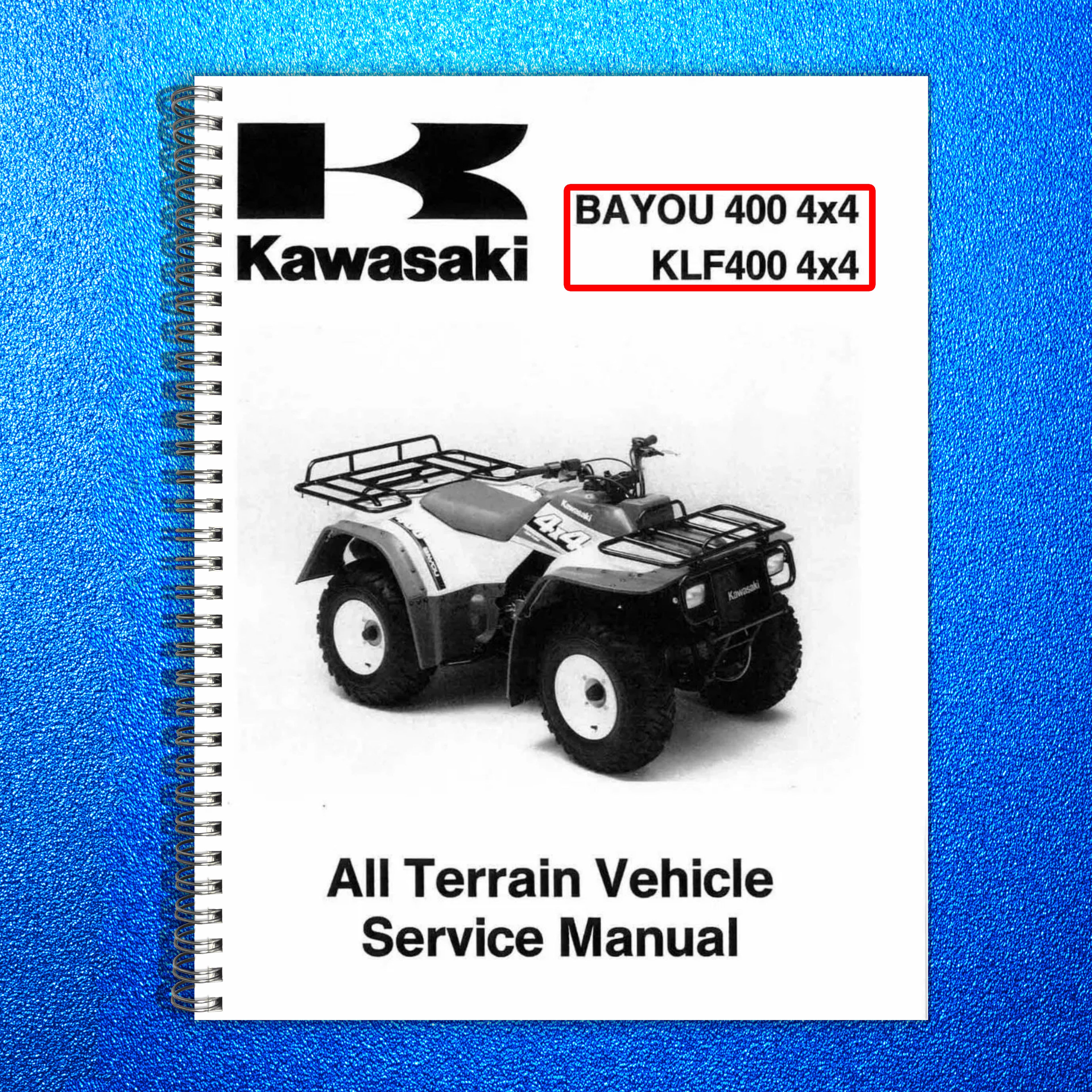 KAWASAKI Bayou 400 KLF400 ATV Service Manual 1993-1999 - WIRE BOUND - COVERS