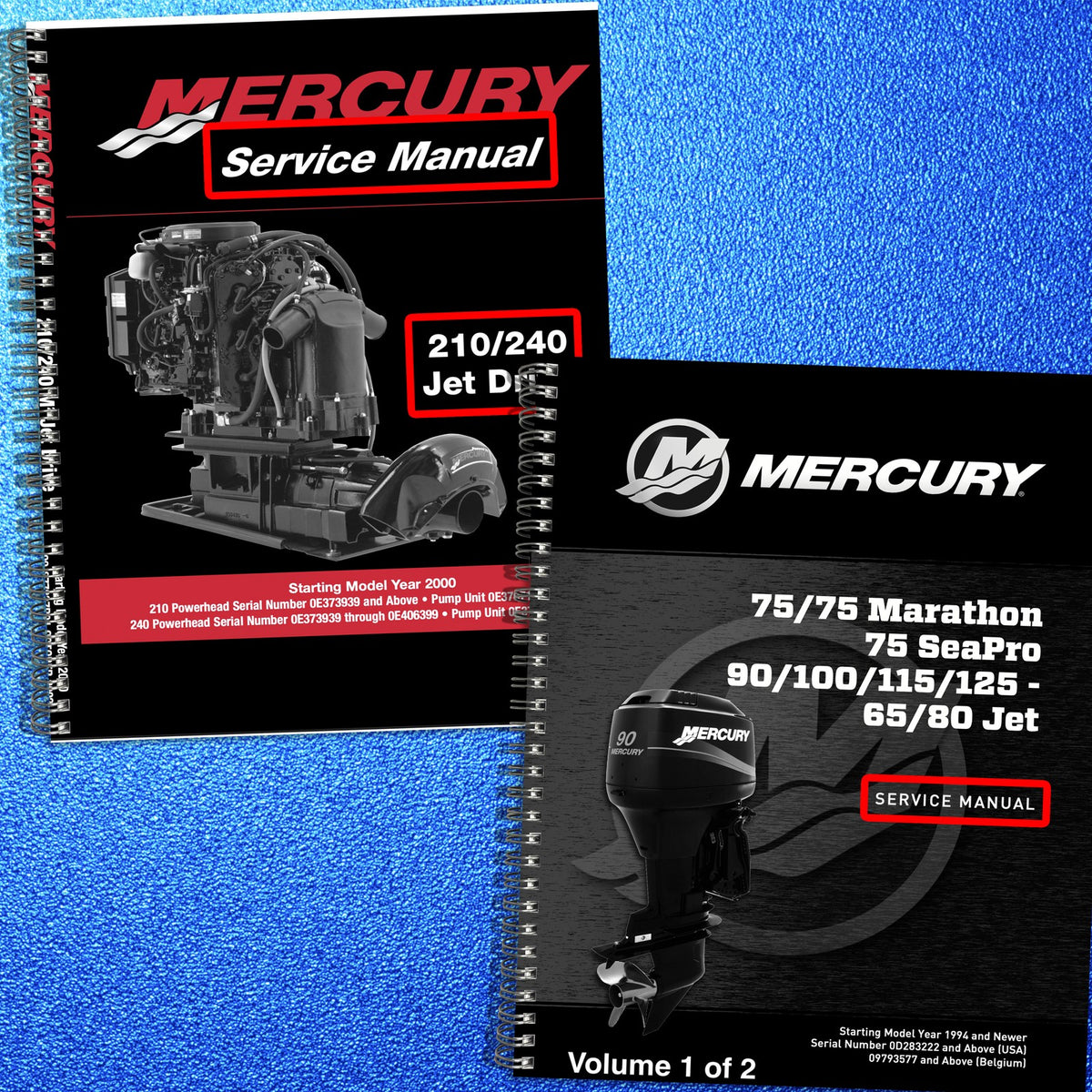 MERCURY 210 240 JET DRIVE 75 90-125 Service Manual BUNDLE - WIRE BOUND - COVERS
