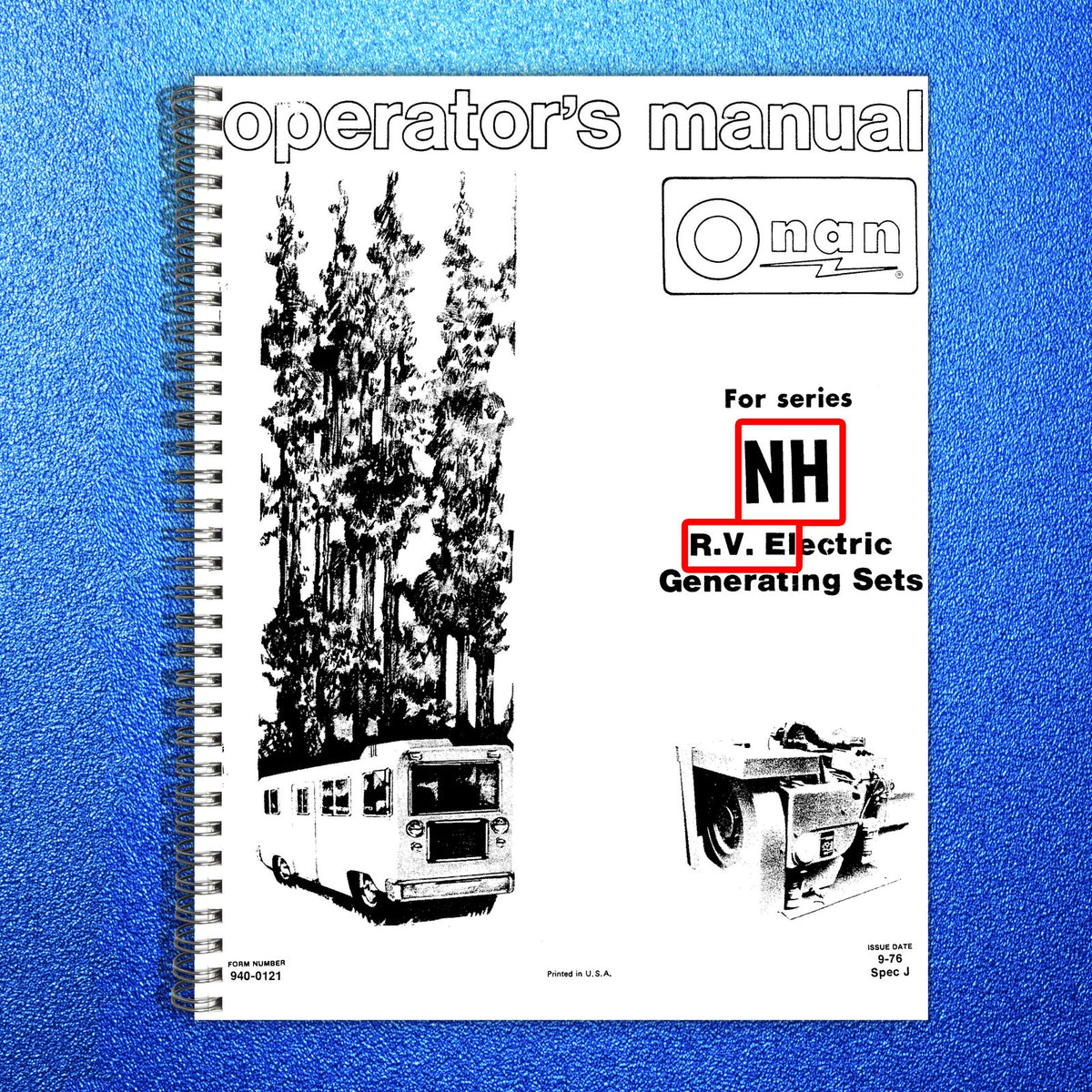 ONAN NH RV Generator Set Operators Manual 1976 - STEEL WIRE BOUND - TOUGH COVERS