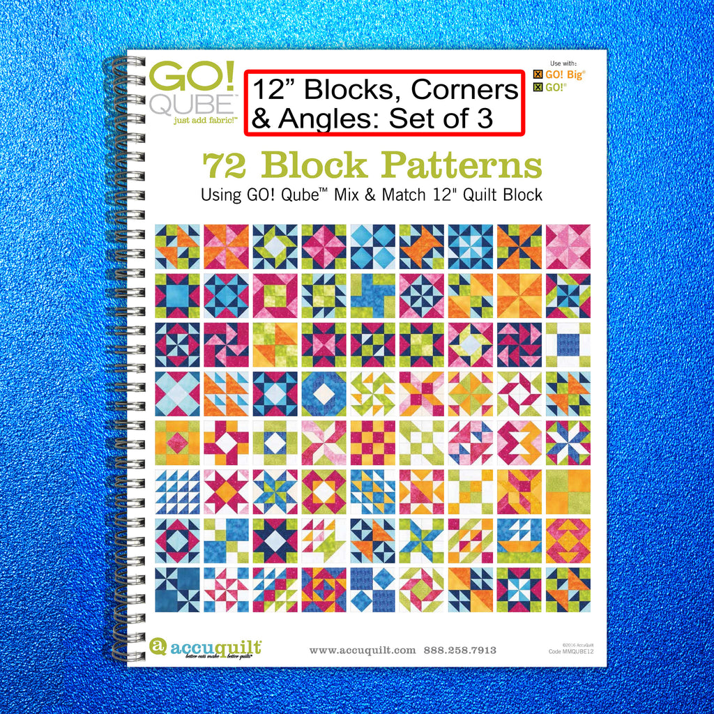 AccuQuilt Go! Qube Manual 12" 3-in-1: BLOCK, CORNERS & ANGLES, 431 PG Wire Bound