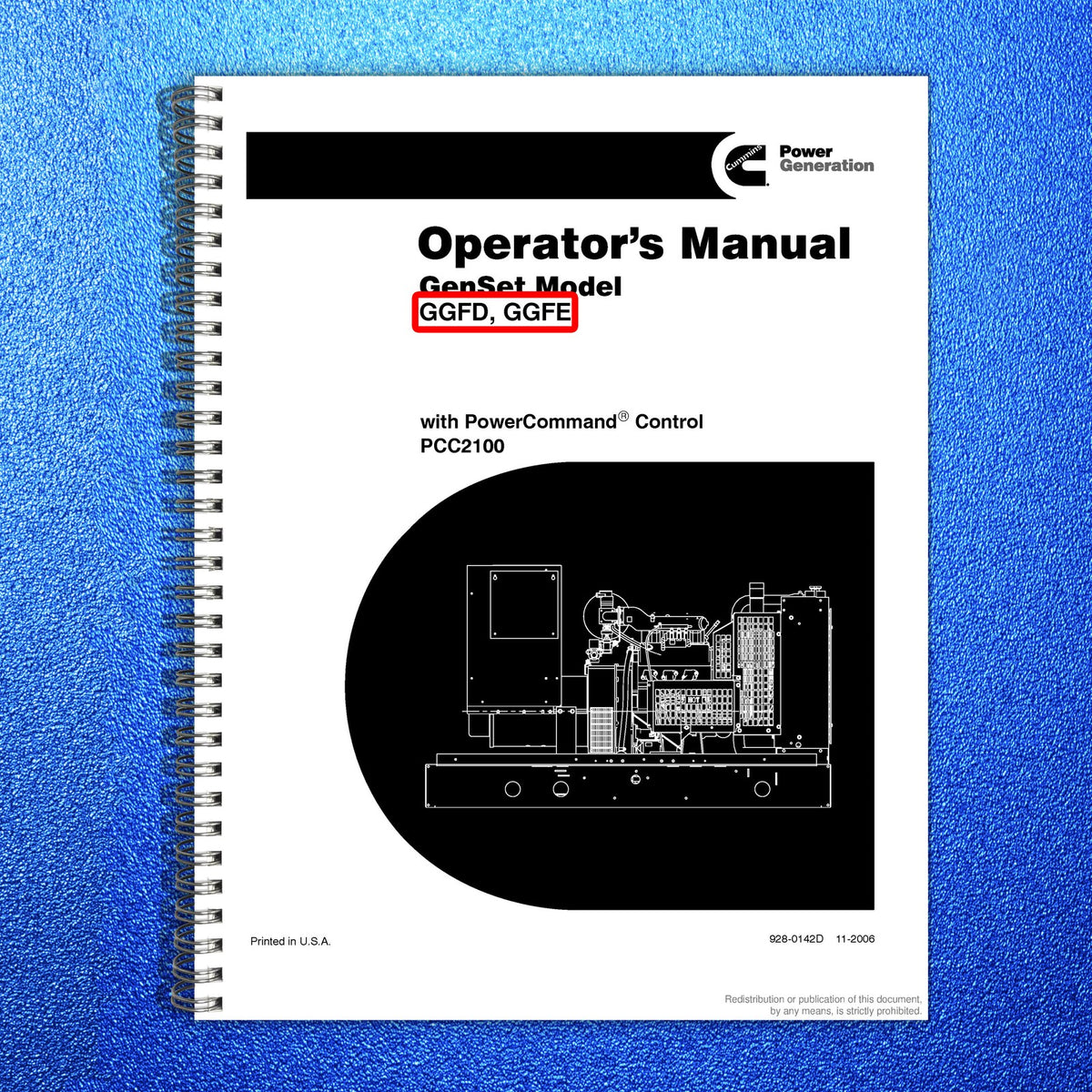 ONAN GGFD GGFE GenSet Operators Manual 2006 - STEEL WIRE BOUND - TOUGH COVERS