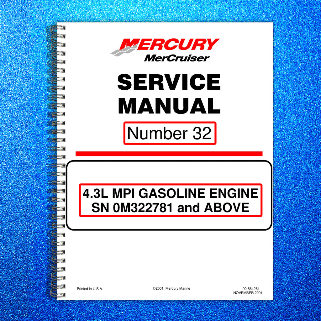 MERCURY 4.3L MPI GASOLINE ENGINE NO. 32 SERVICE MANUAL - WIRE BOUND - COVERS