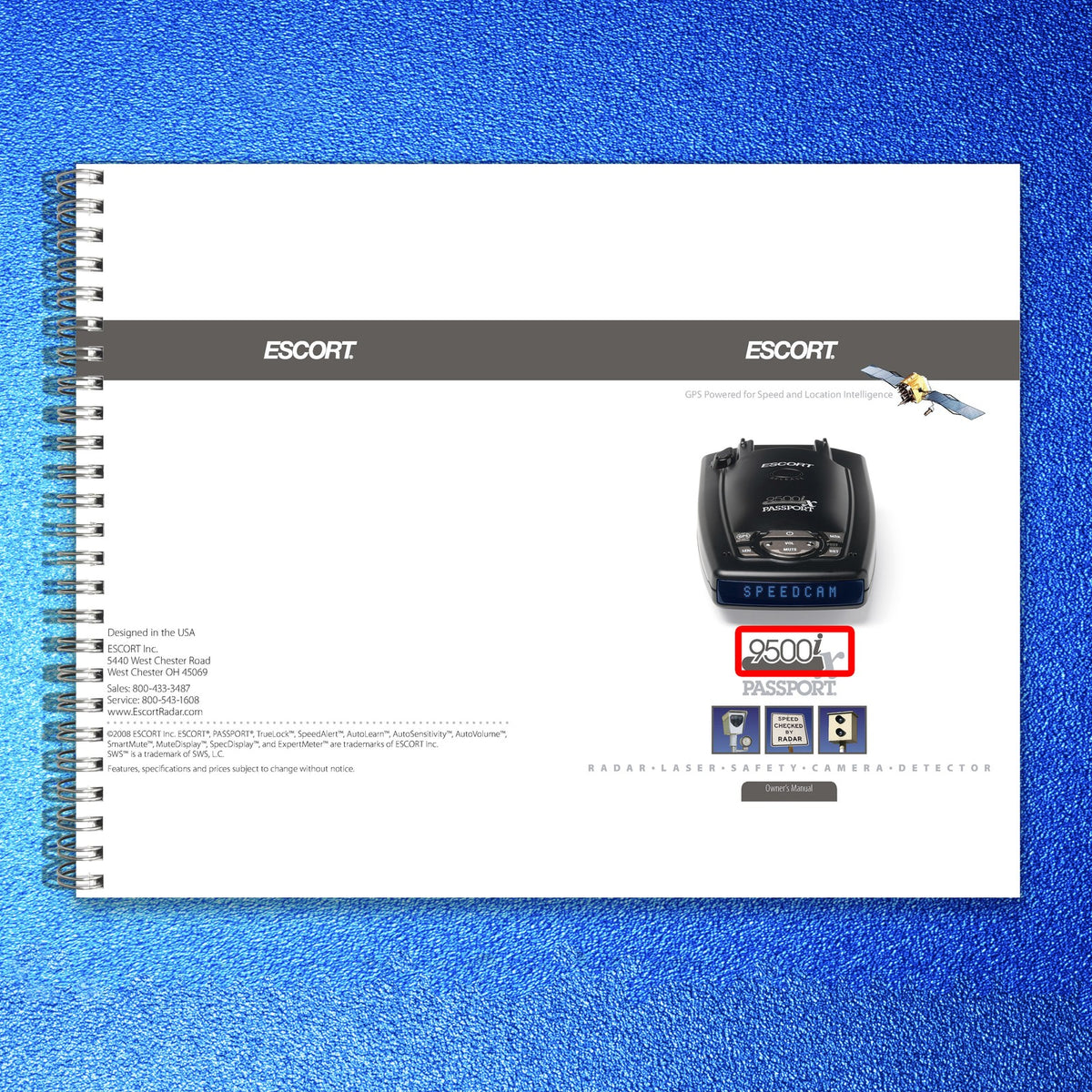 ESCORT PASSPORT 9500ix Radar Detector Owners Manual 2008 - WIRE BOUND - COVERS