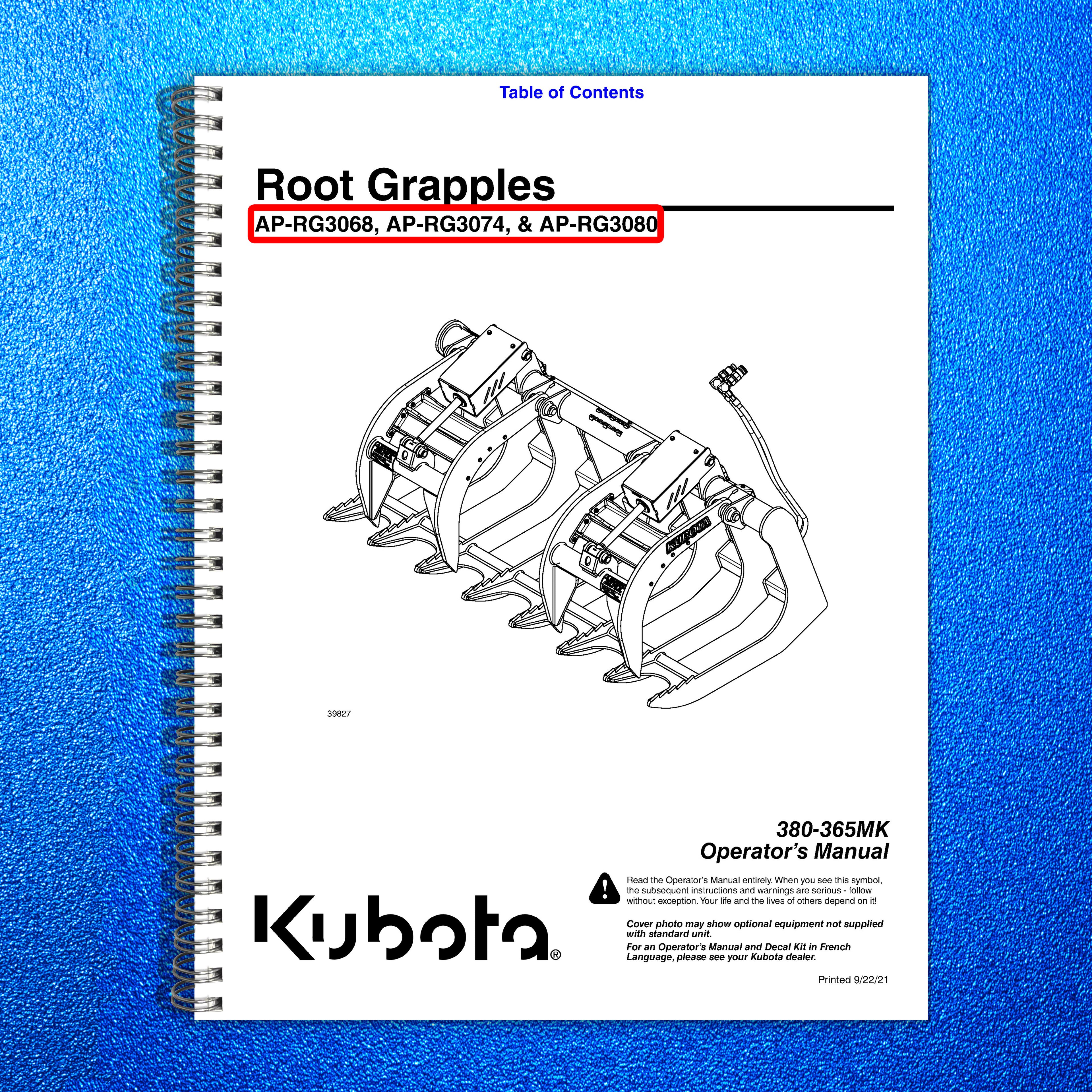 LAND PRIDE RG30 Series Root Grapples Operators Manual - WIRE BOUND - COVERS
