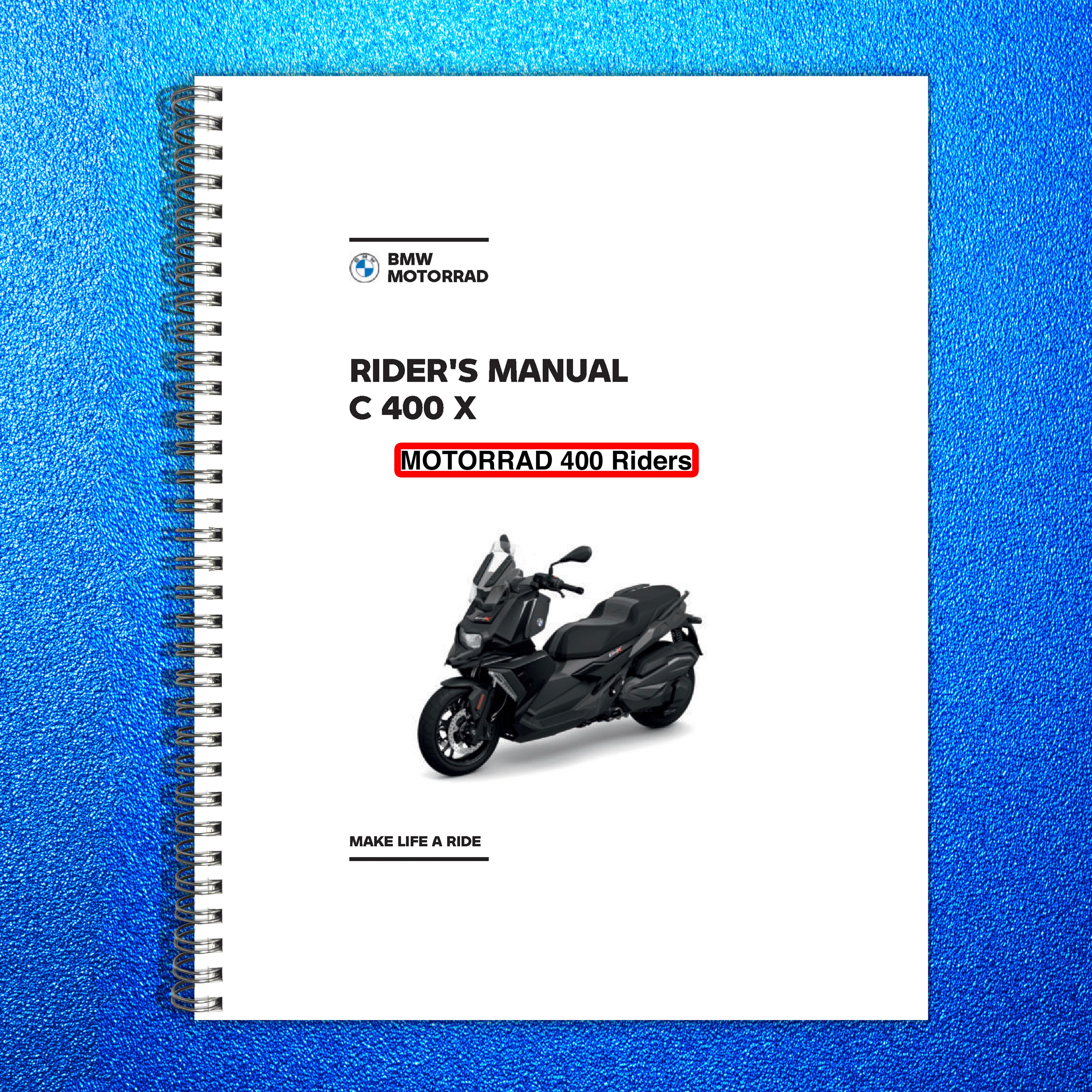 BMW MOTORRAD C 400 X Riders Manual 2025 - STEEL WIRE BOUND - PROTECTIVE COVERS