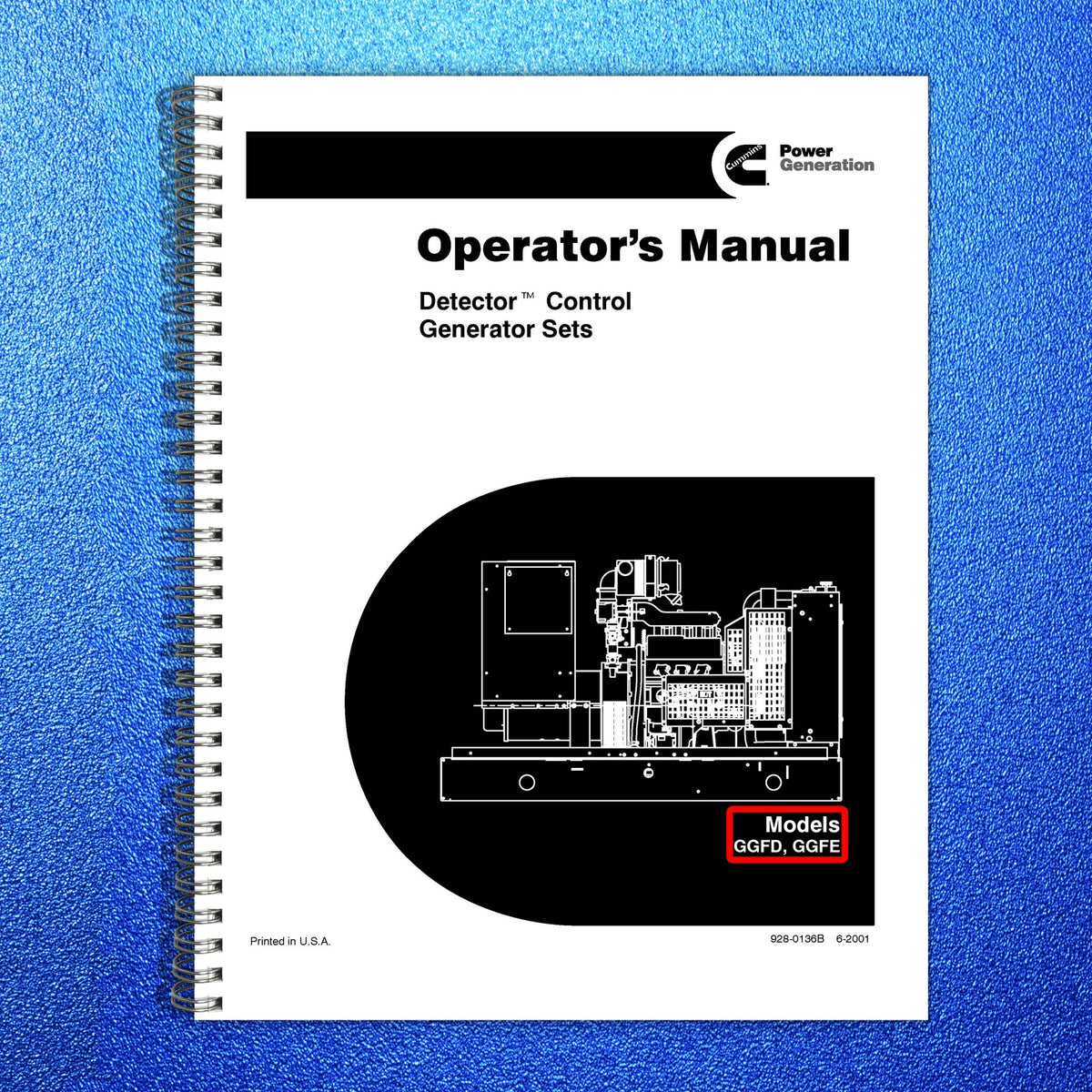 ONAN GGFD GGFE Generator Set Operators Manual 2001 - WIRE BOUND - TOUGH COVERS