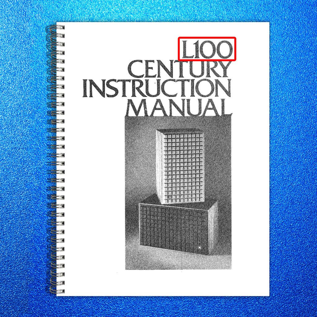 JBL L100 Century Speakers Instruction Manual - STEEL WIRE BOUND - TOUGH COVERS