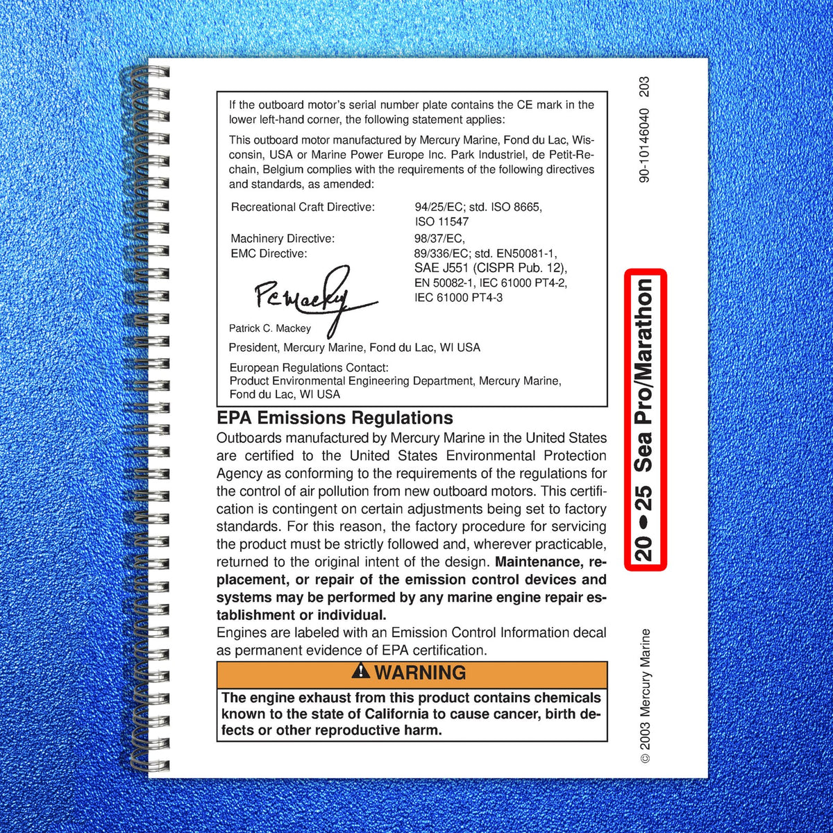 MERCURY 20 25 Sea Pro Marathon Operation And Maintenance Manual 2004 - BOUND