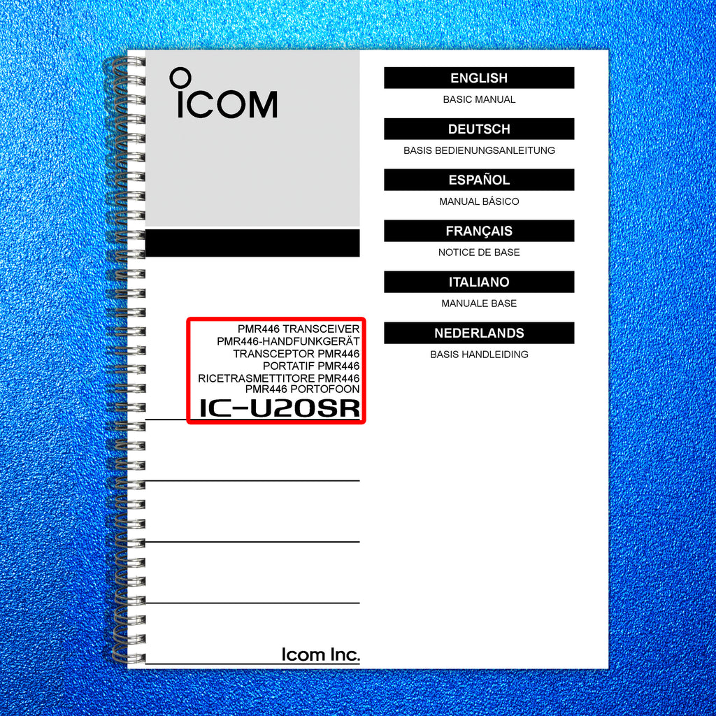 ICOM IC U20SR TRANSCEIVER BASIC MANUAL, MULTI-LANGUAGE - WIRE BOUND - COVERS