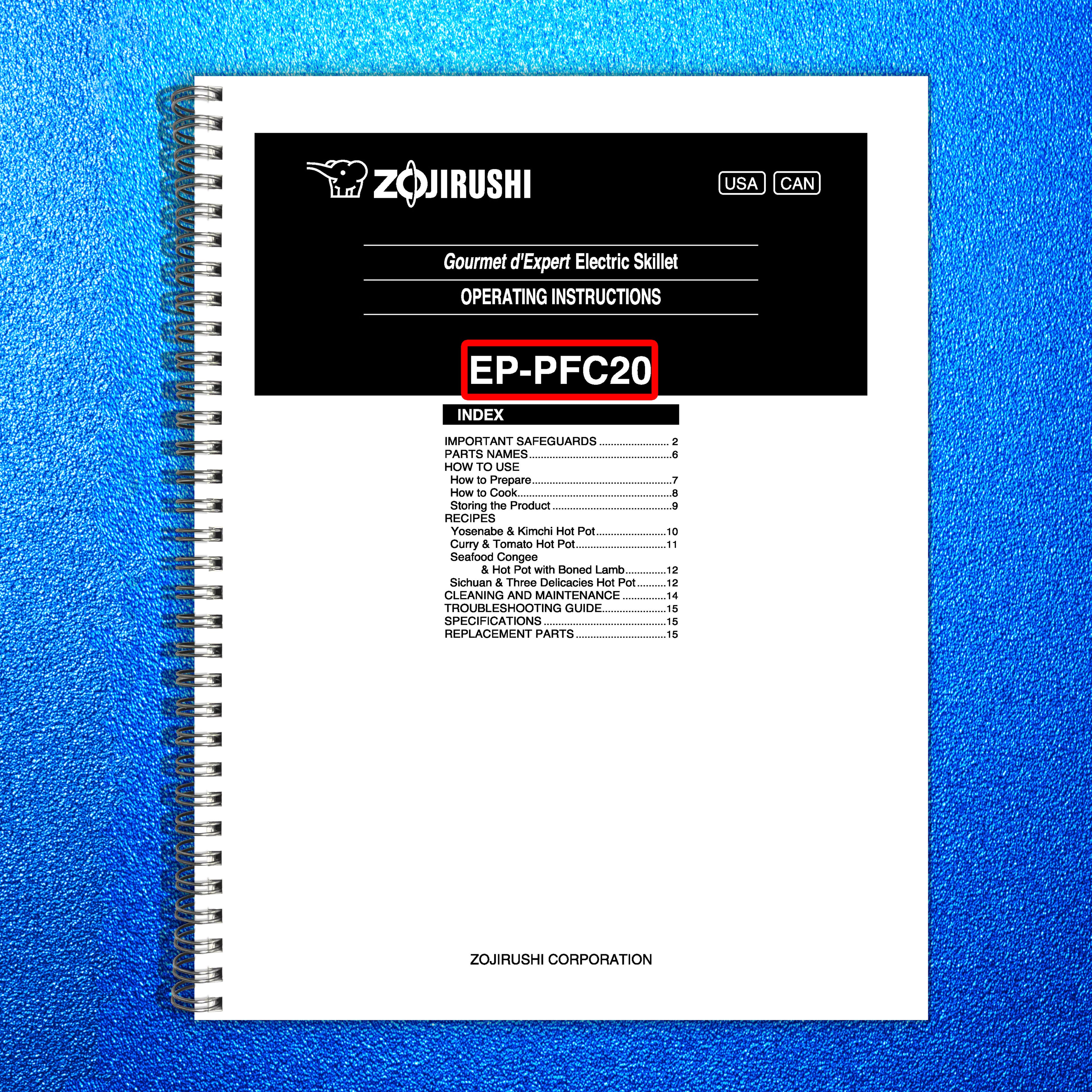 ZOJIRUSHI EP-PFC20 Gourmet dExpert Electric Operating Instructions Manual