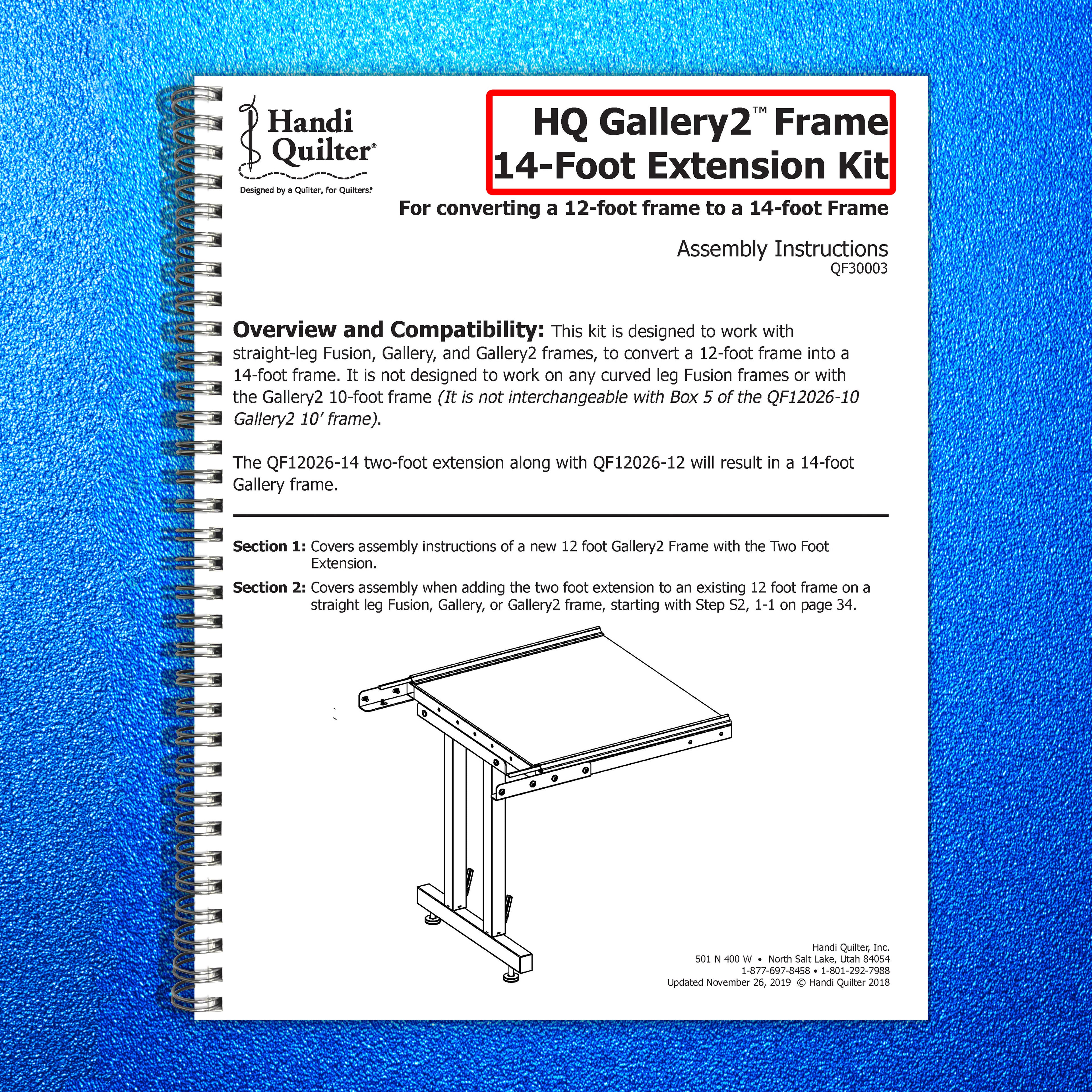 HANDI QUILTER Gallery2 Frame 14ft Ext Kit Assy Instruction Manual - WIRE BOUND