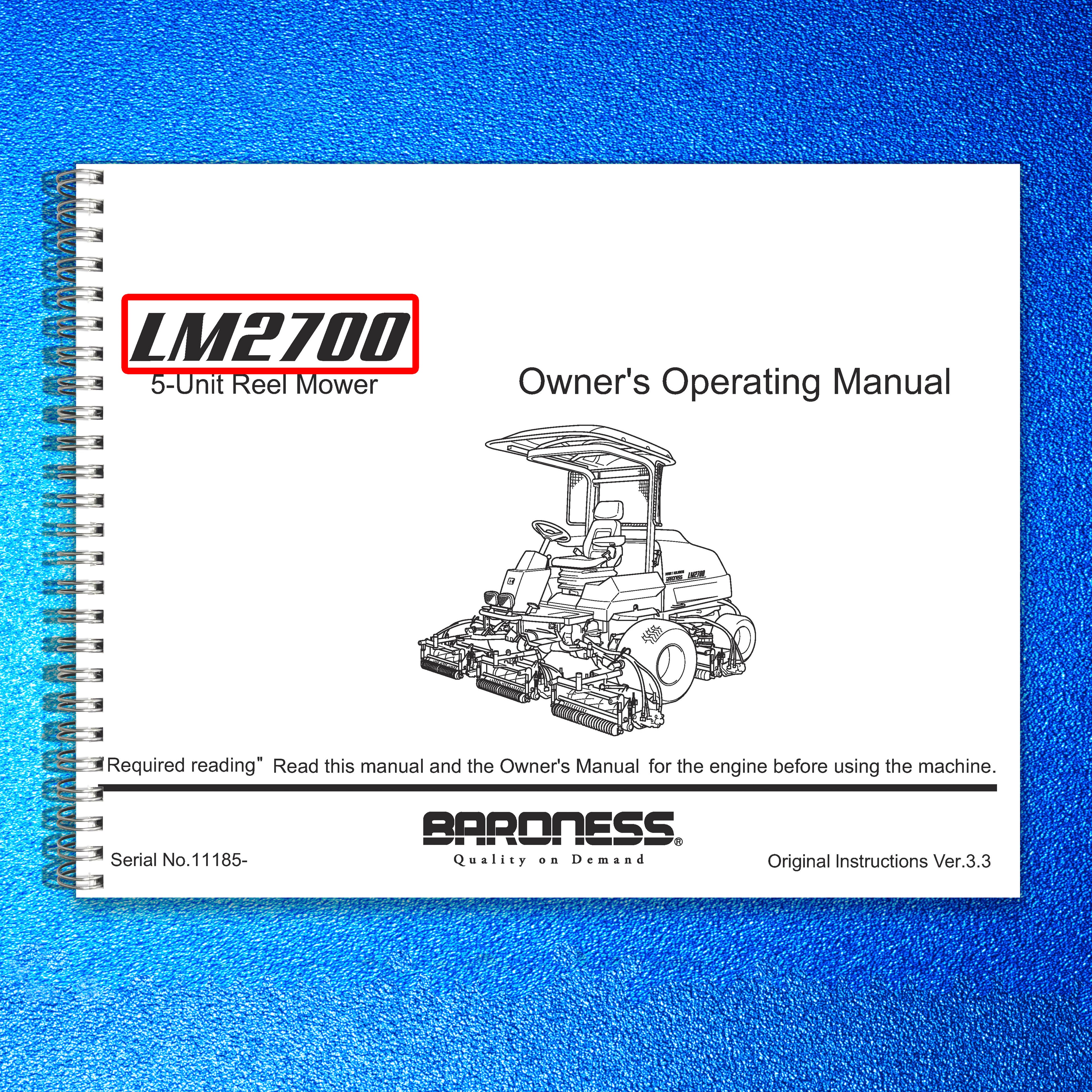 BARONESS LM2700 Fairway Mower Operator Manual - STEEL WIRE BOUND - TOUGH COVERS