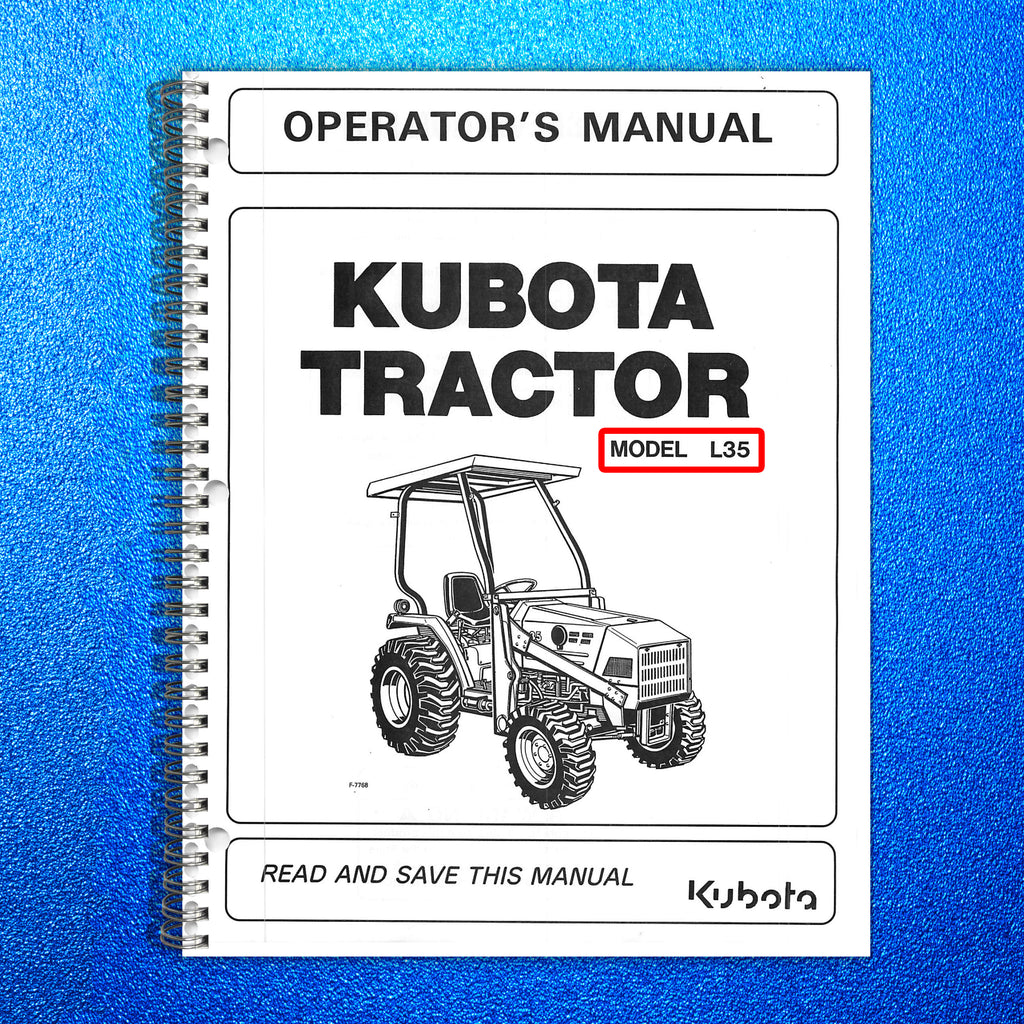 KUBOTA L35 TRACTOR OPERATORS MANUAL - STEEL WIRE BOUND - PROTECTIVE COVERS