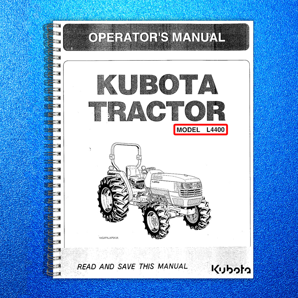 KUBOTA L4400 INSTRUCTION MANUAL - STEEL WIRE BOUND - PROTECTIVE COVERS