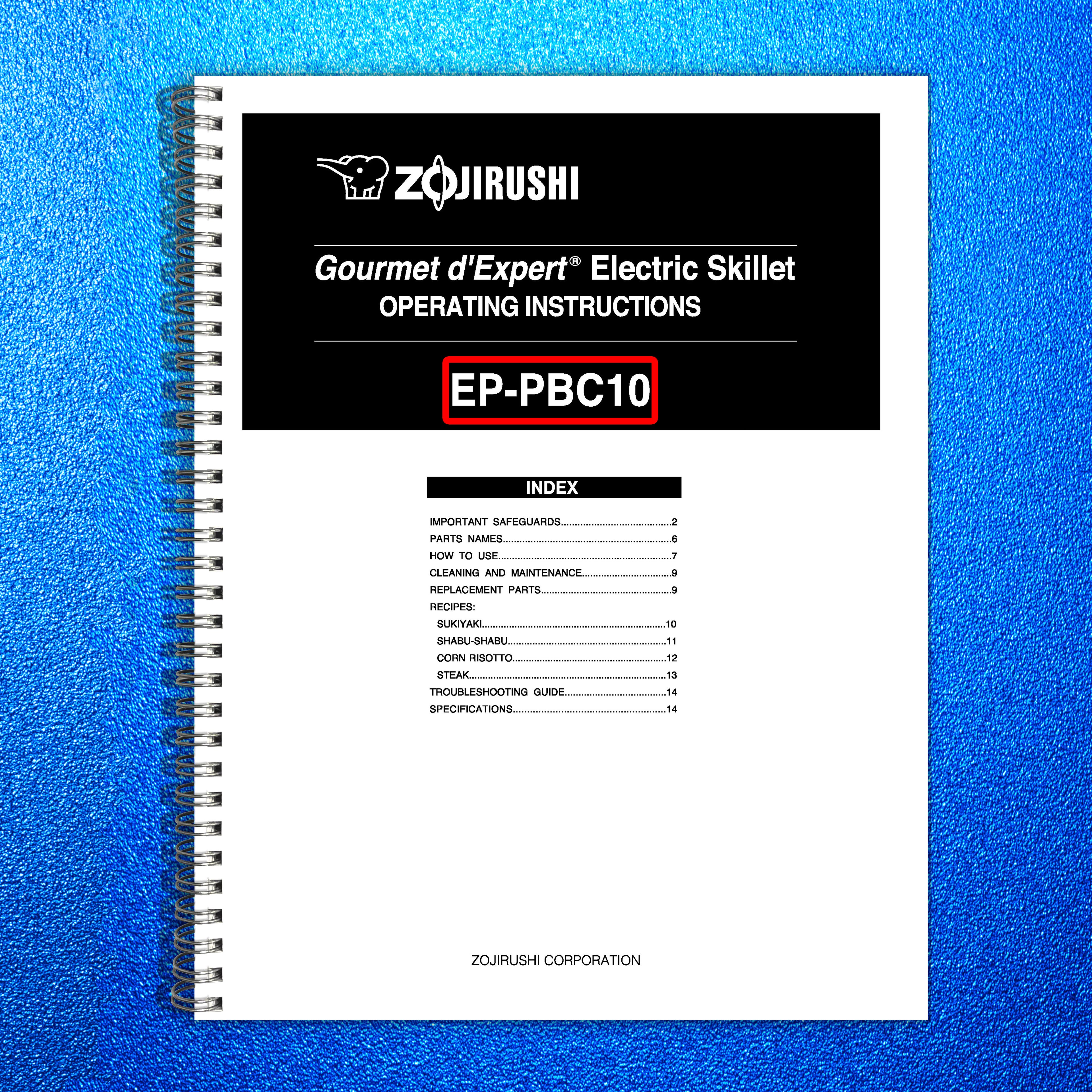 ZOJIRUSHI EP-PBC10 Gourmet dExpert Electric Operating Instructions Manual
