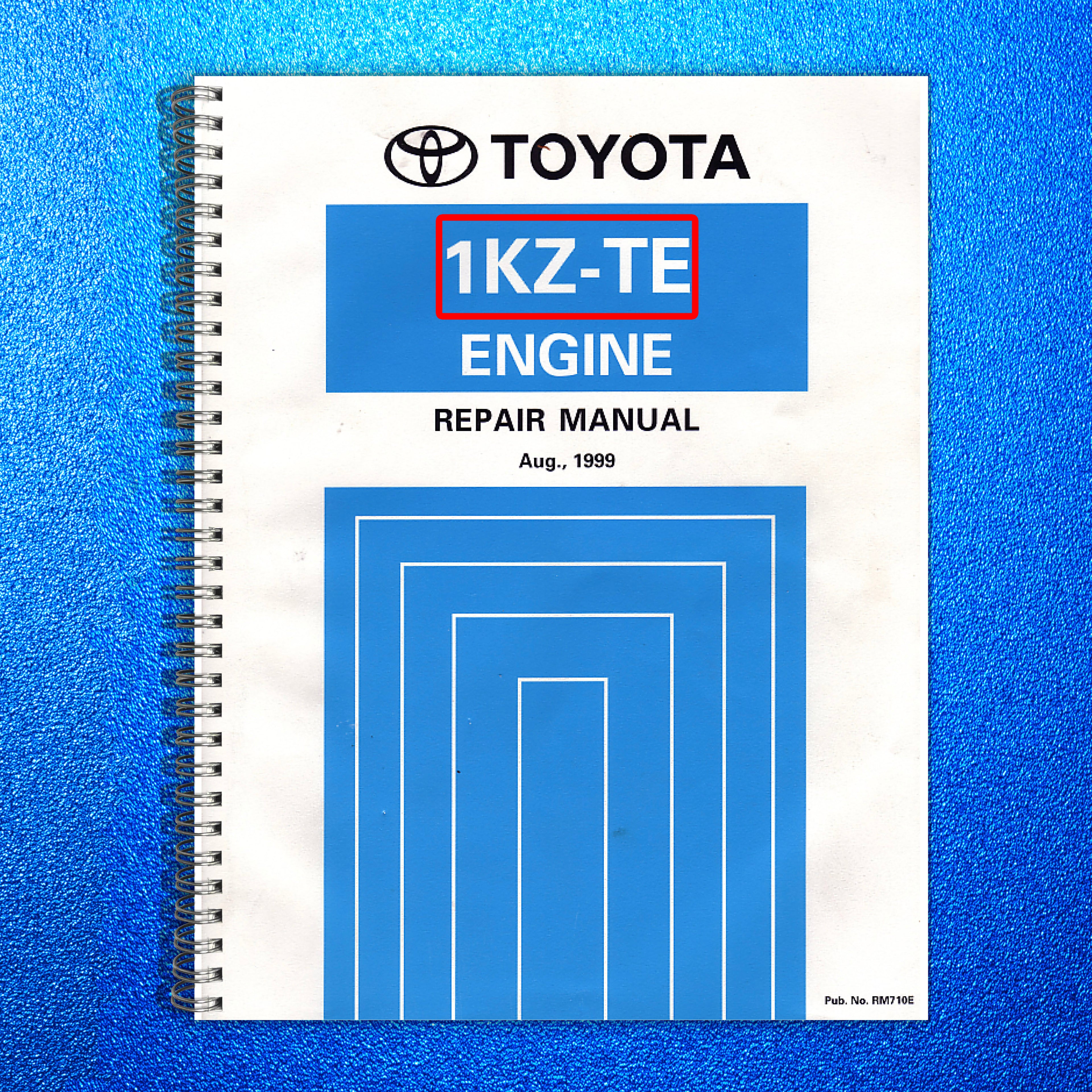 TOYOTA 1KZ-TE Engine Repair Manual 1999 - STEEL WIRE BOUND - PROTECTIVE COVERS