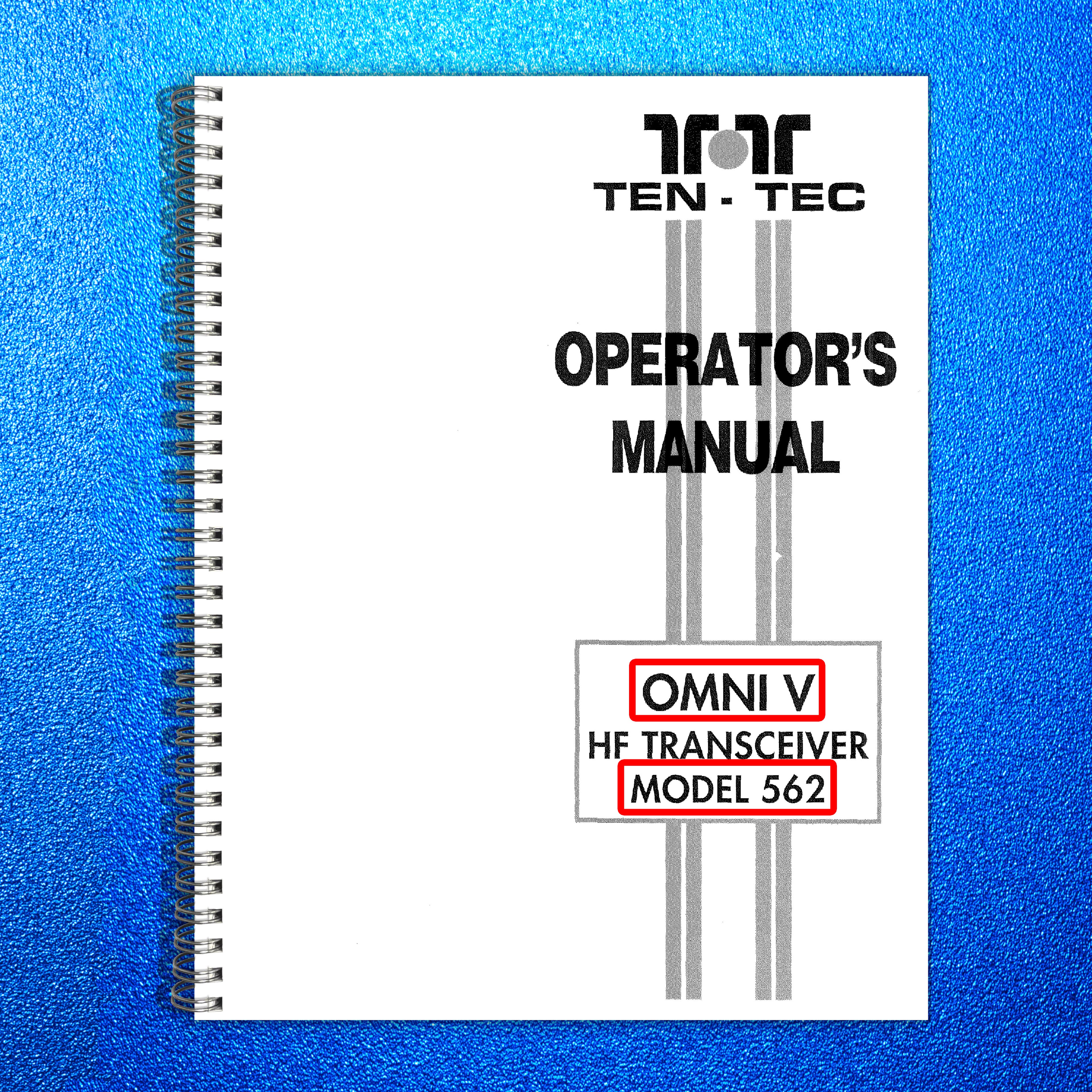 TEN TEC Omni 5 Model 562 User Manual - STEEL WIRE BOUND - PROTECTIVE COVERS