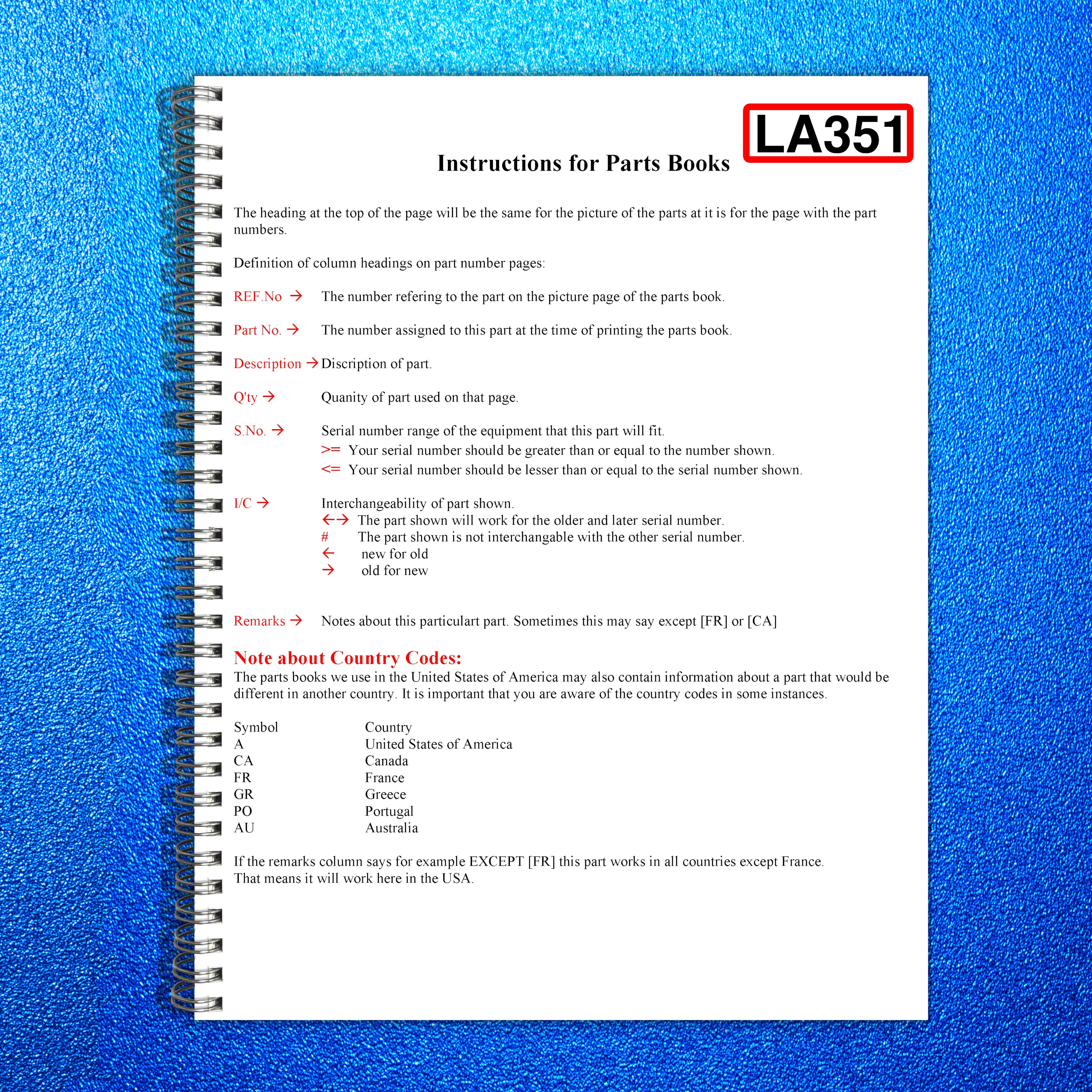 KUBOTA LA351 Loader Illustrated Parts List Manual - WIRE BOUND - TOUGH COVERS