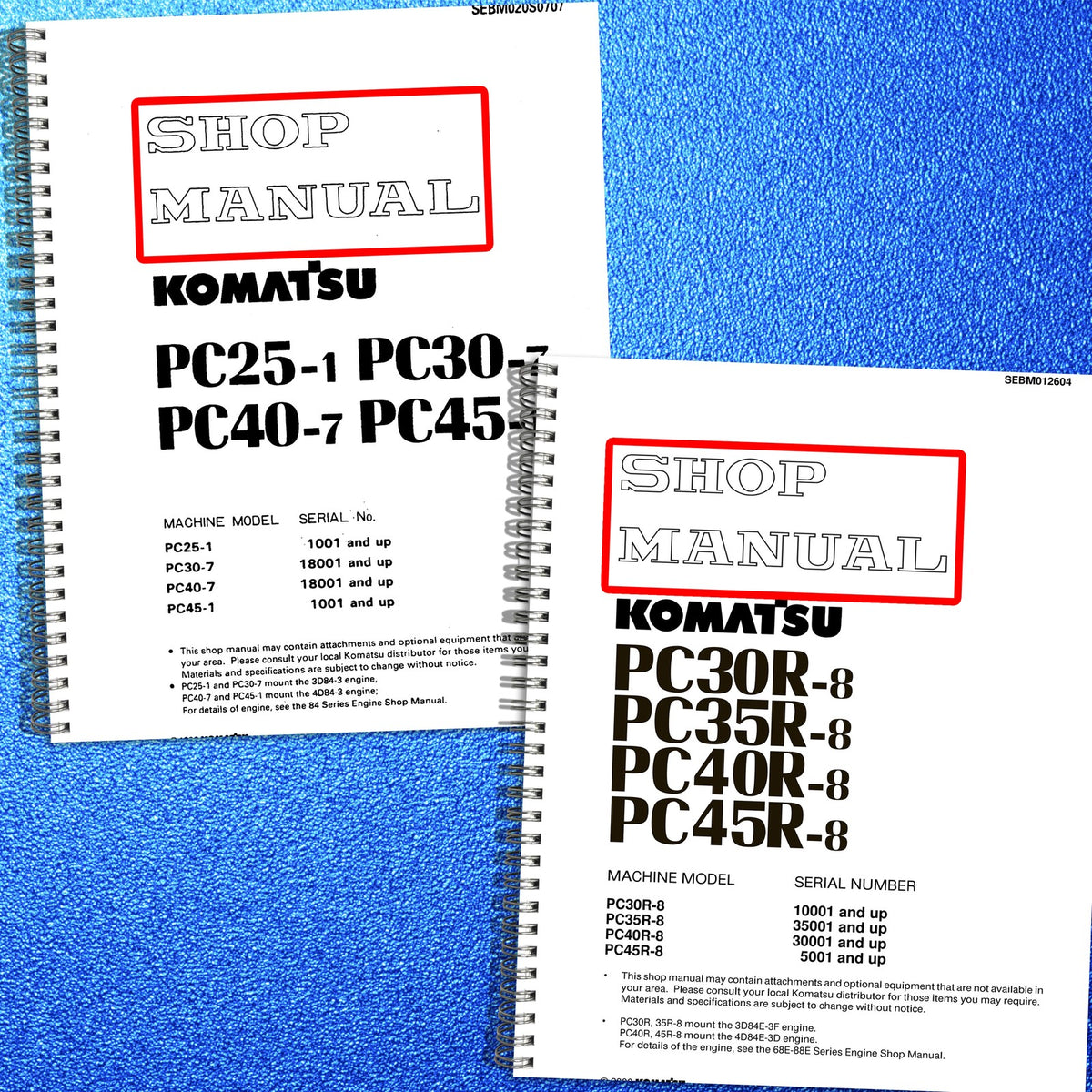 KOMATSU PC25-1/30-7/40-7/45-1 & PC30R-8/35R-8/40R-8/45R-8 Service Manual BUNDLE