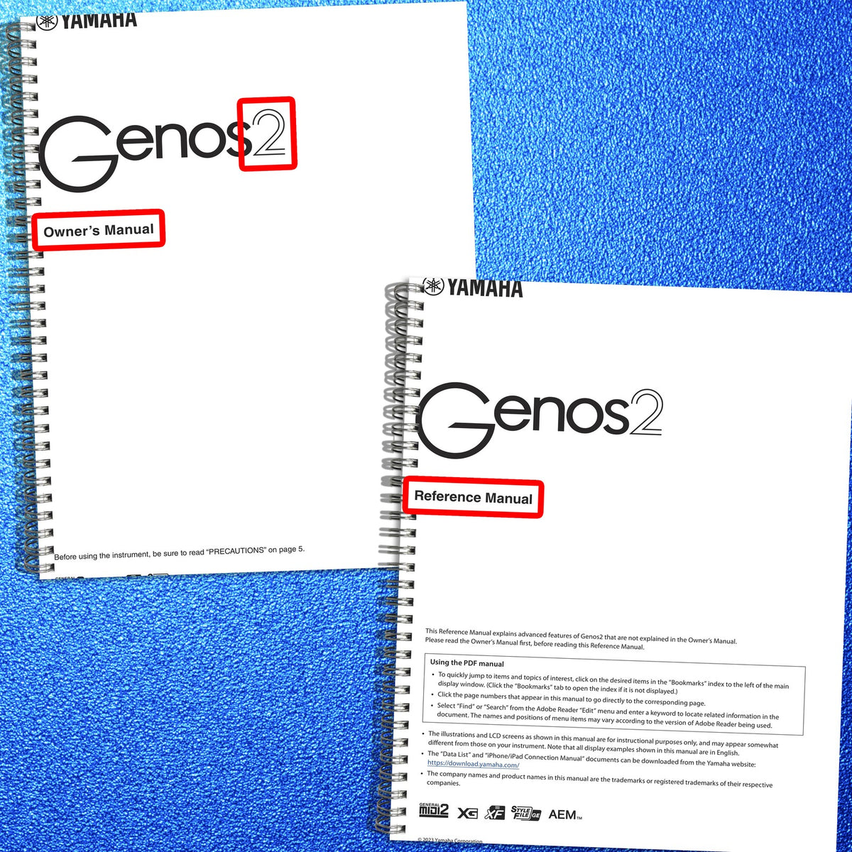 YAMAHA Genos 2 Operators & Reference Manual BUNDLE - WIRE BOUND - TOUGH COVERS