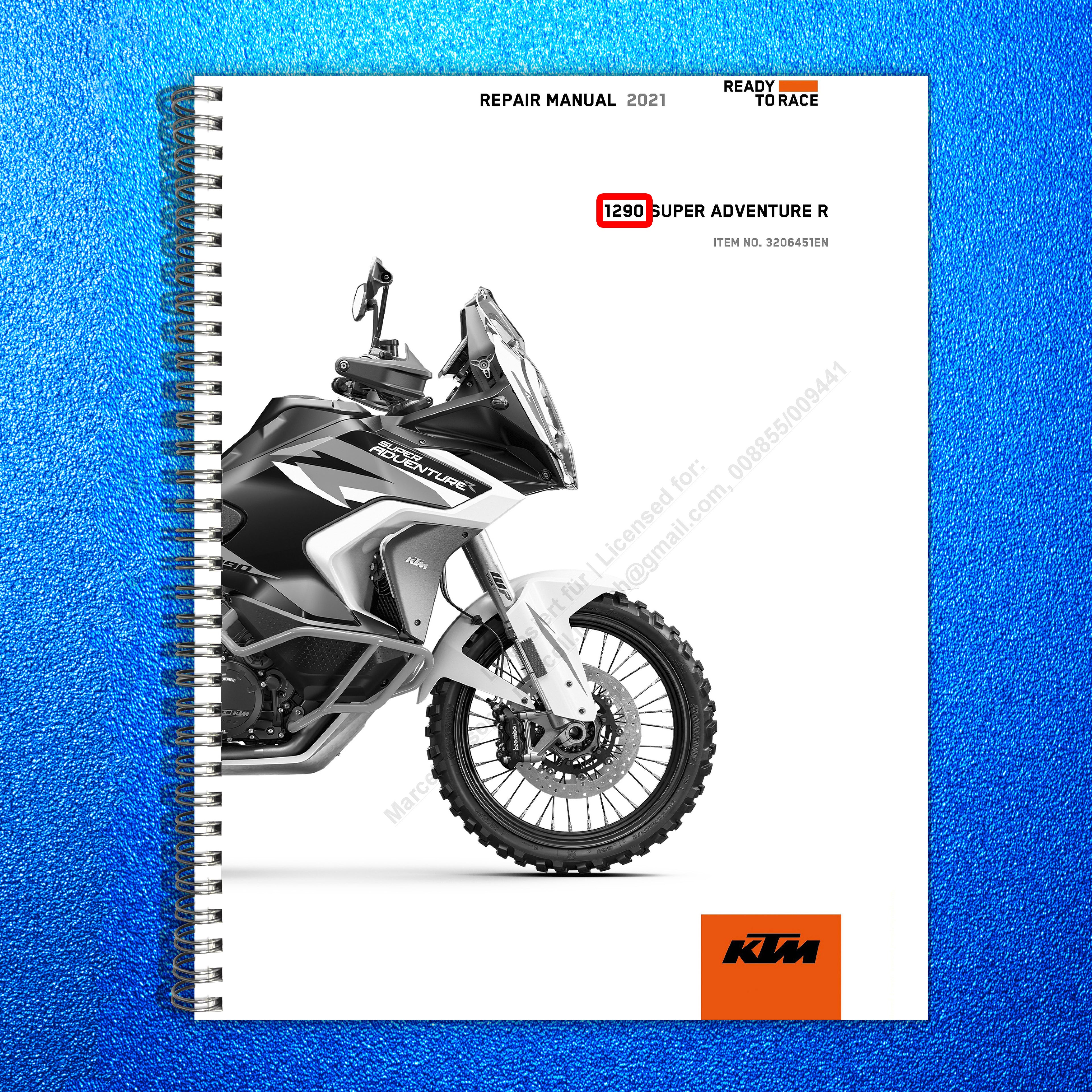 KTM 1290 Super Adventure R Motorcycle Repair Manual 2021 - WIRE BOUND - COVERS