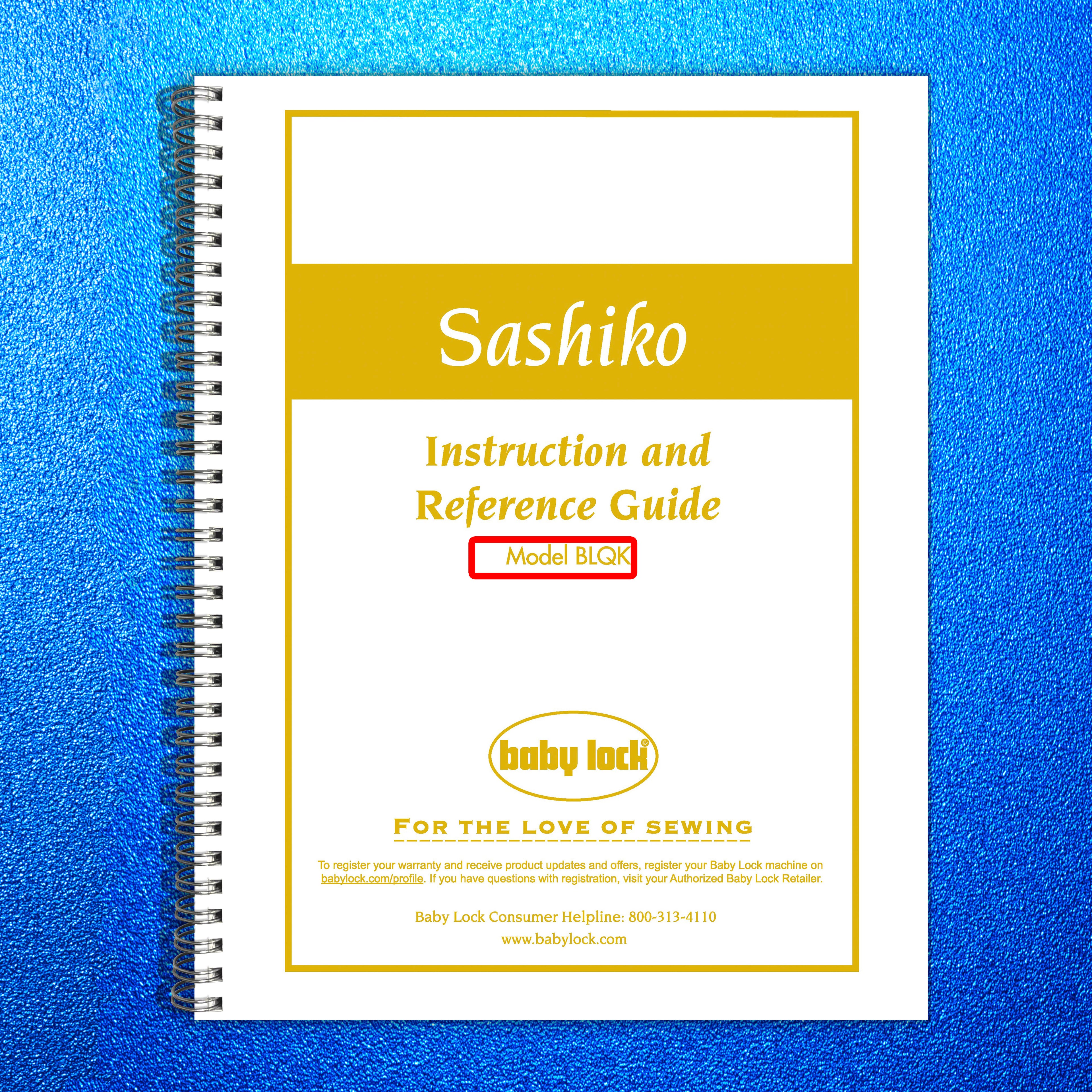 BABY LOCK Sashiko BLQK Sewing Machine Instruction Manual - WIRE BOUND - COVERS