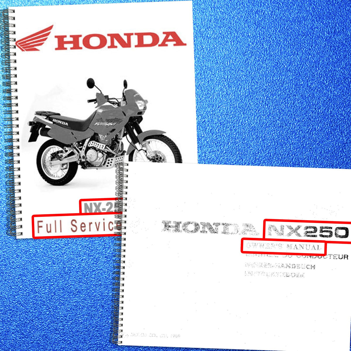 HONDA NX250 AX-1 Service & Operators Manual BUNDLE - WIRE BOUND - TOUGH COVERS