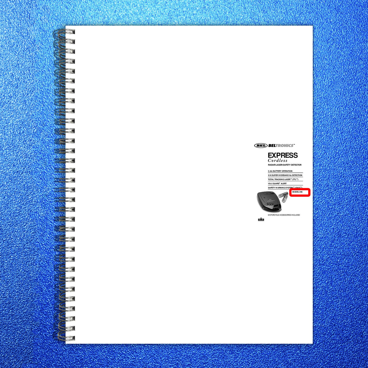 BELTRONICS E946 Radar Detector Owners Manual - STEEL WIRE BOUND - TOUGH COVERS