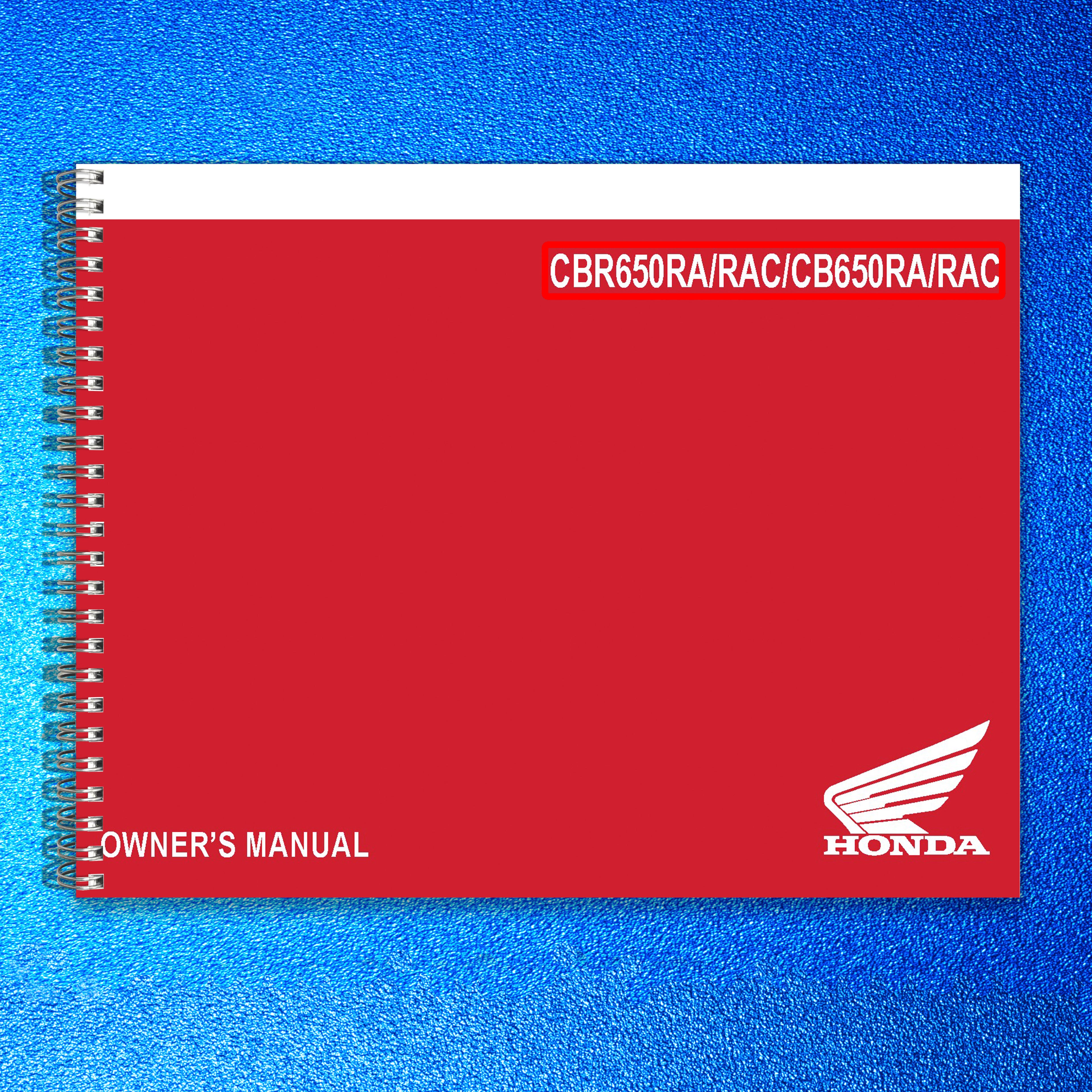 HONDA CBR650R CB650R Owners Manual 2026 - STEEL WIRE BOUND - PROTECTIVE COVERS