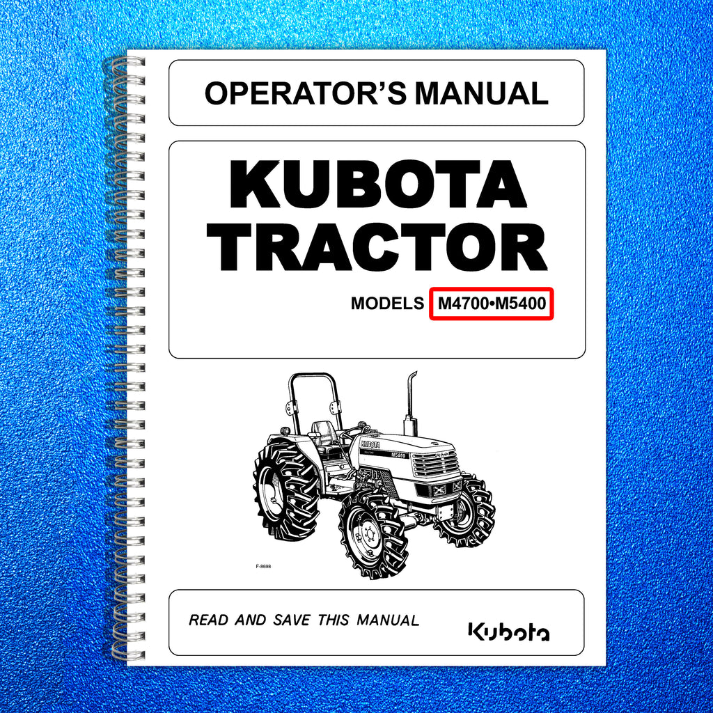Kubota Tractor M4700 M5400 Operators Manual: 72 Pages