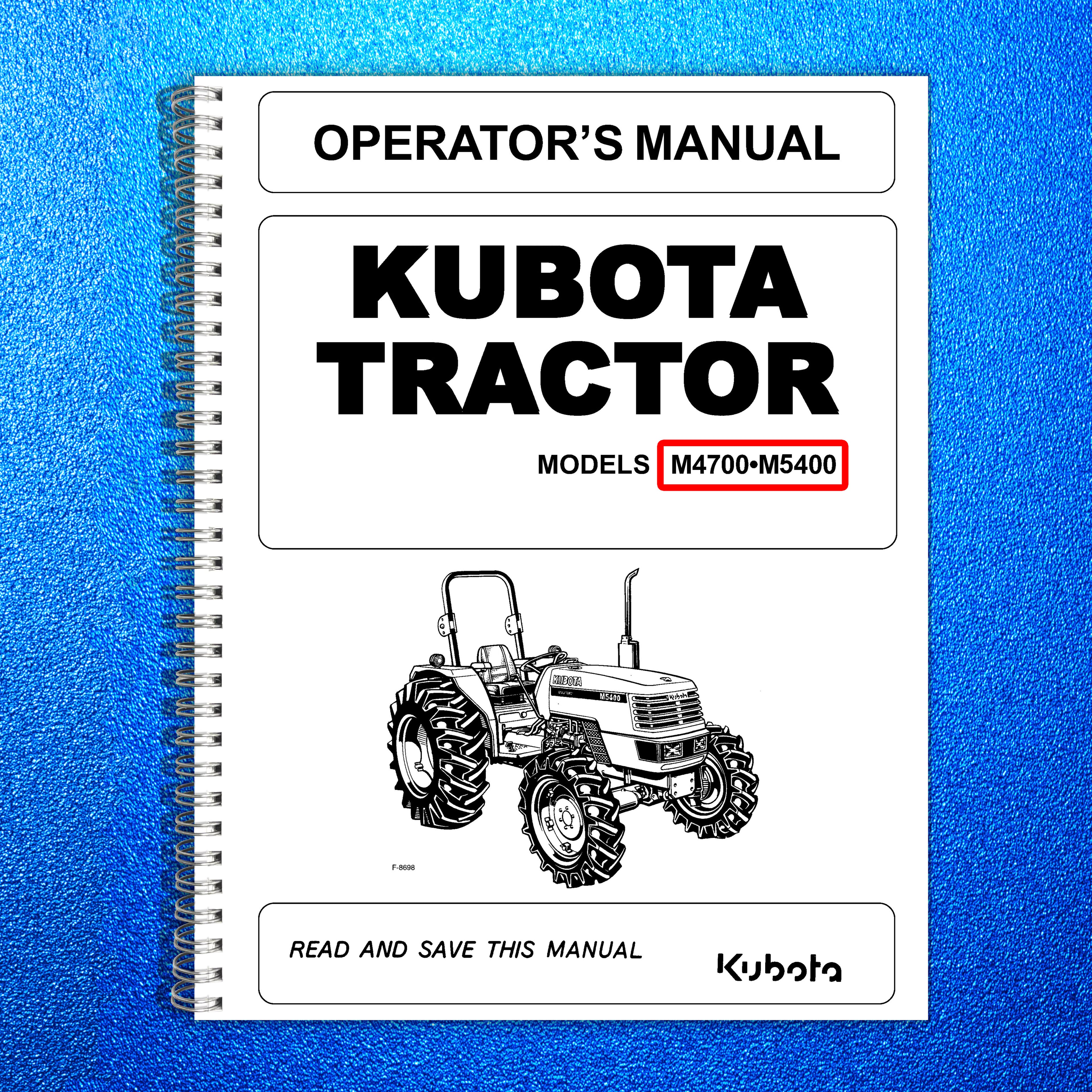 Kubota Tractor M4700 M5400 Operators Manual: 72 Pages