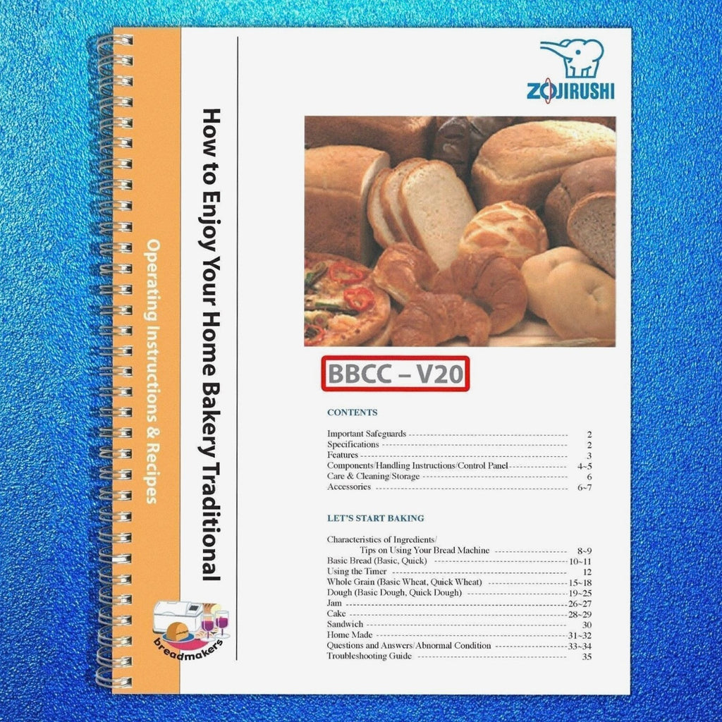 Zojirushi BBCC-V20 Bread Machine Owners Manual User Guide Instruction COLORCOPY