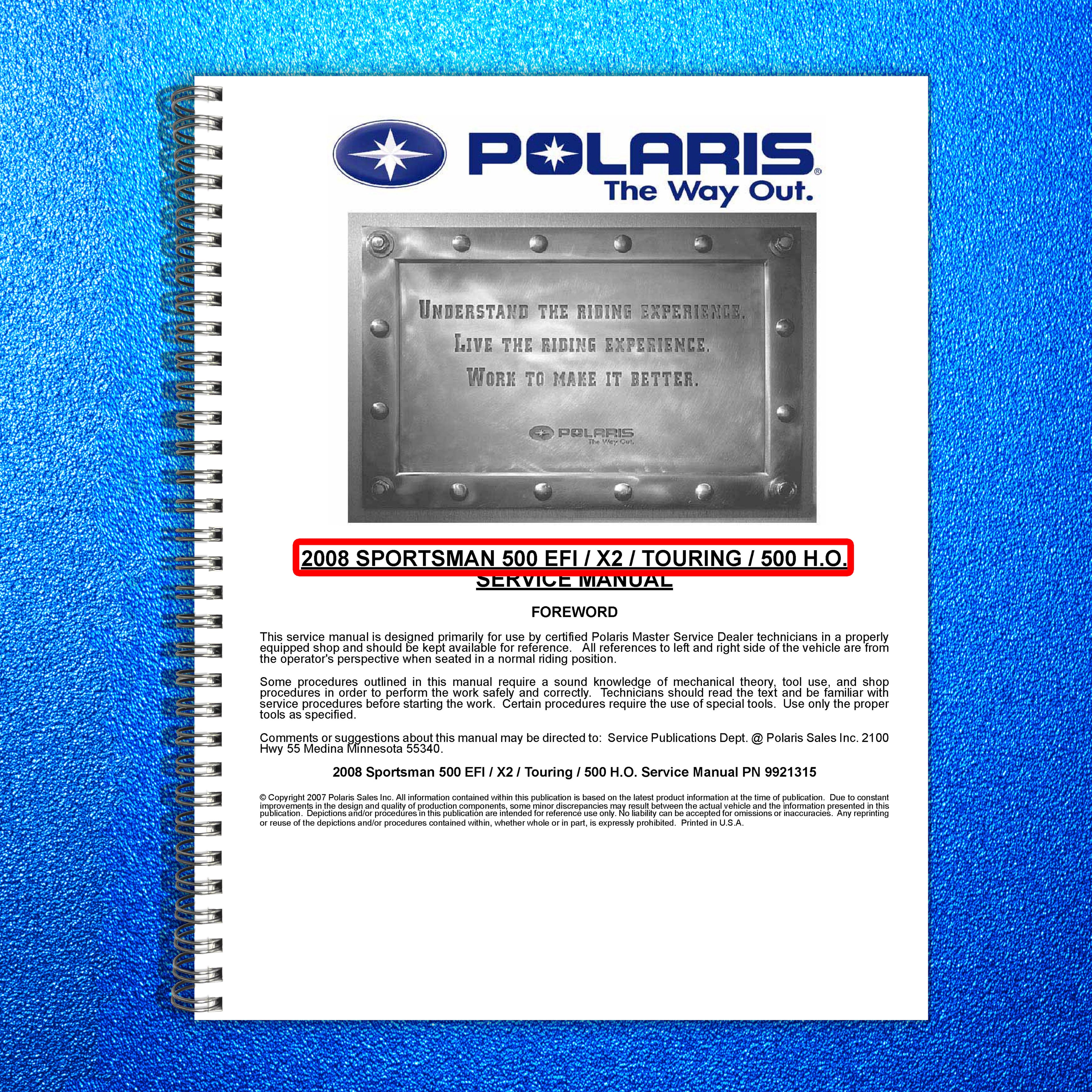 POLARIS Sportsman 500 EFI X2 Touring 500 HO Service Manual 2008, FOLDOUTS