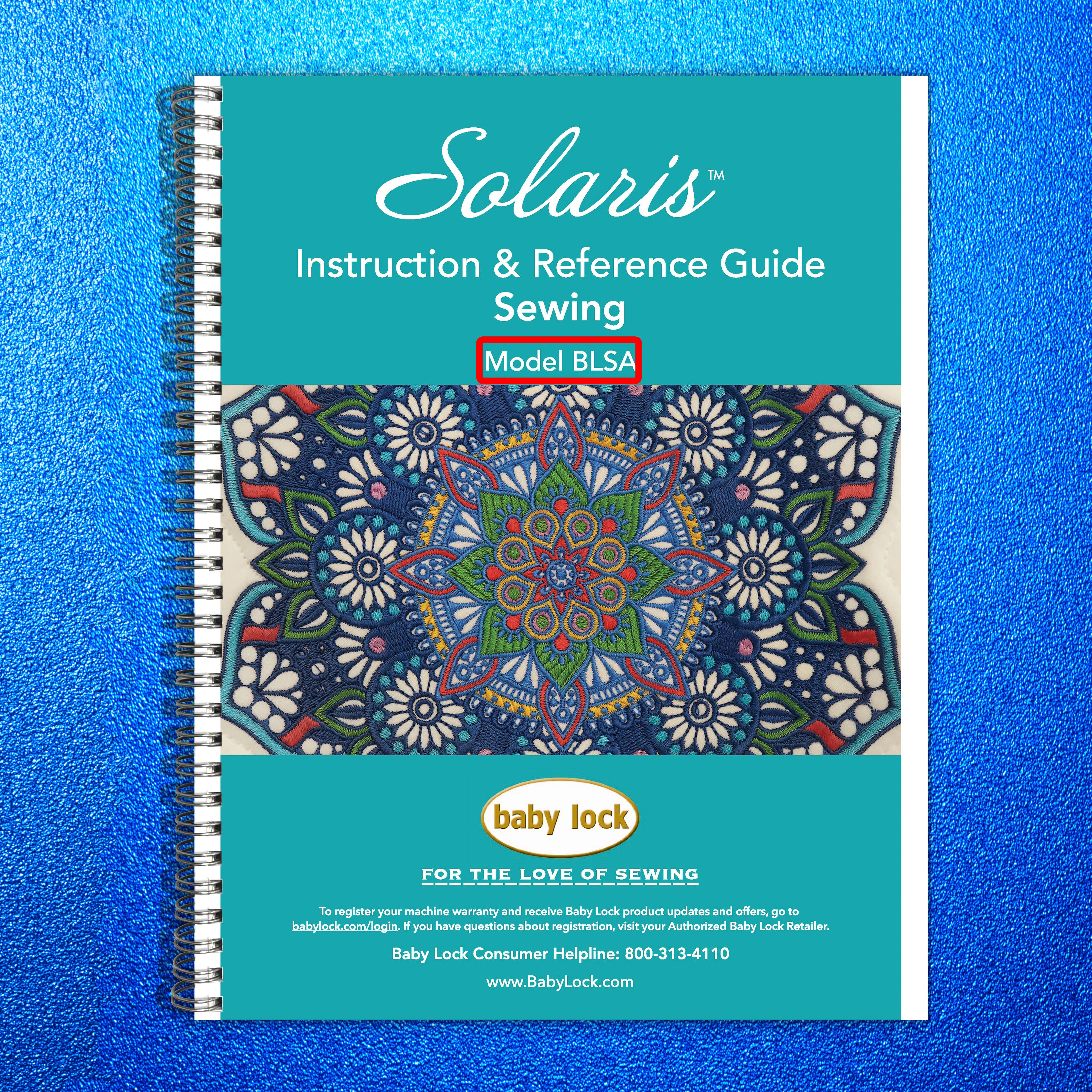 BABY LOCK Solaris BLSA Sewing Machine Instruction Manual - WIRE BOUND - COVERS