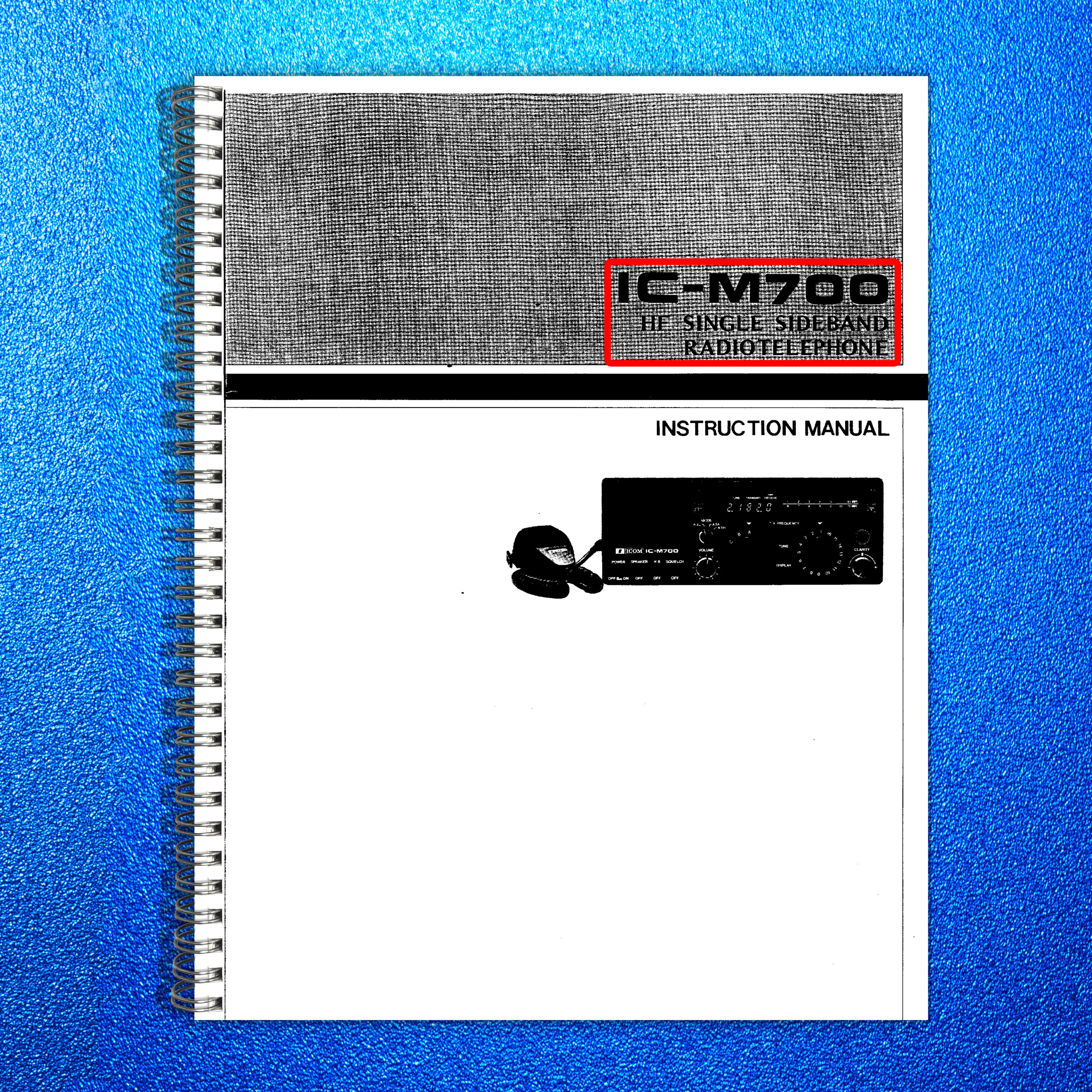 ICOM IC-M700 RADIOTELEPHONE INSTRUCTION MANUAL - STEEL WIRE BOUND - TOUGH COVERS
