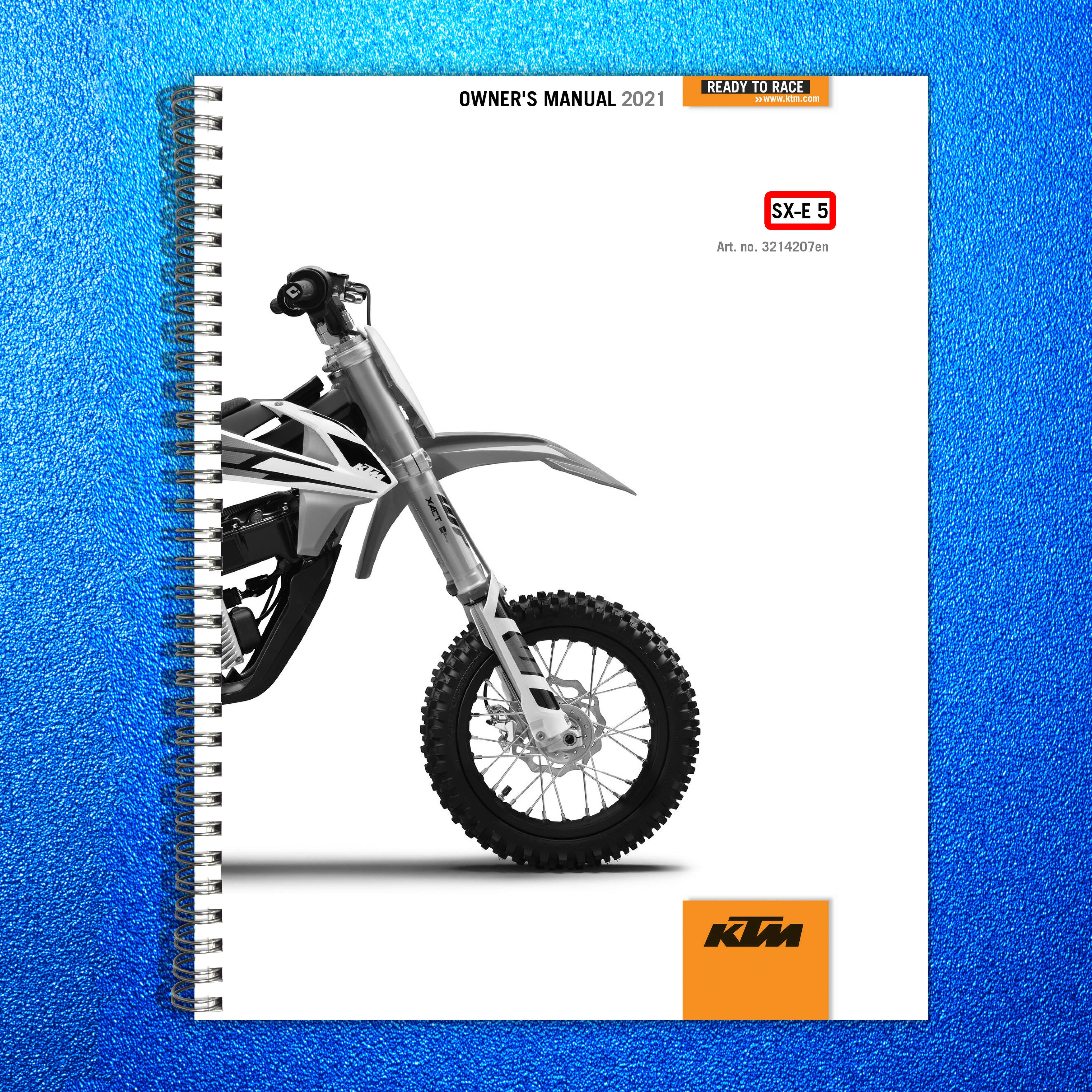 KTM SX-E 5 Owners Manual 2021 - STEEL WIRE BOUND - PROTECTIVE COVERS