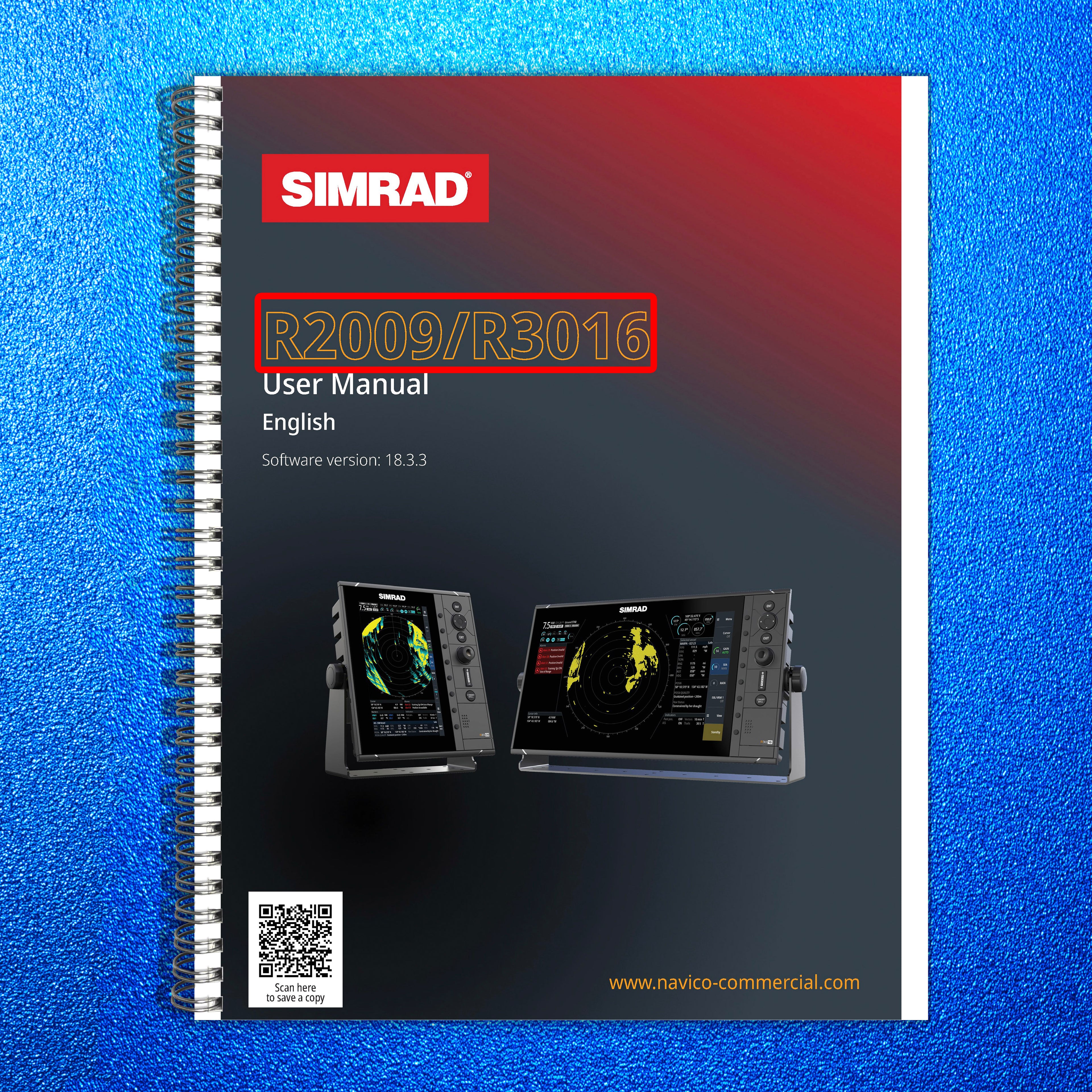 SIMRAD R2009 R3016 Radar User Manual - STEEL WIRE BOUND - PROTECTIVE COVERS