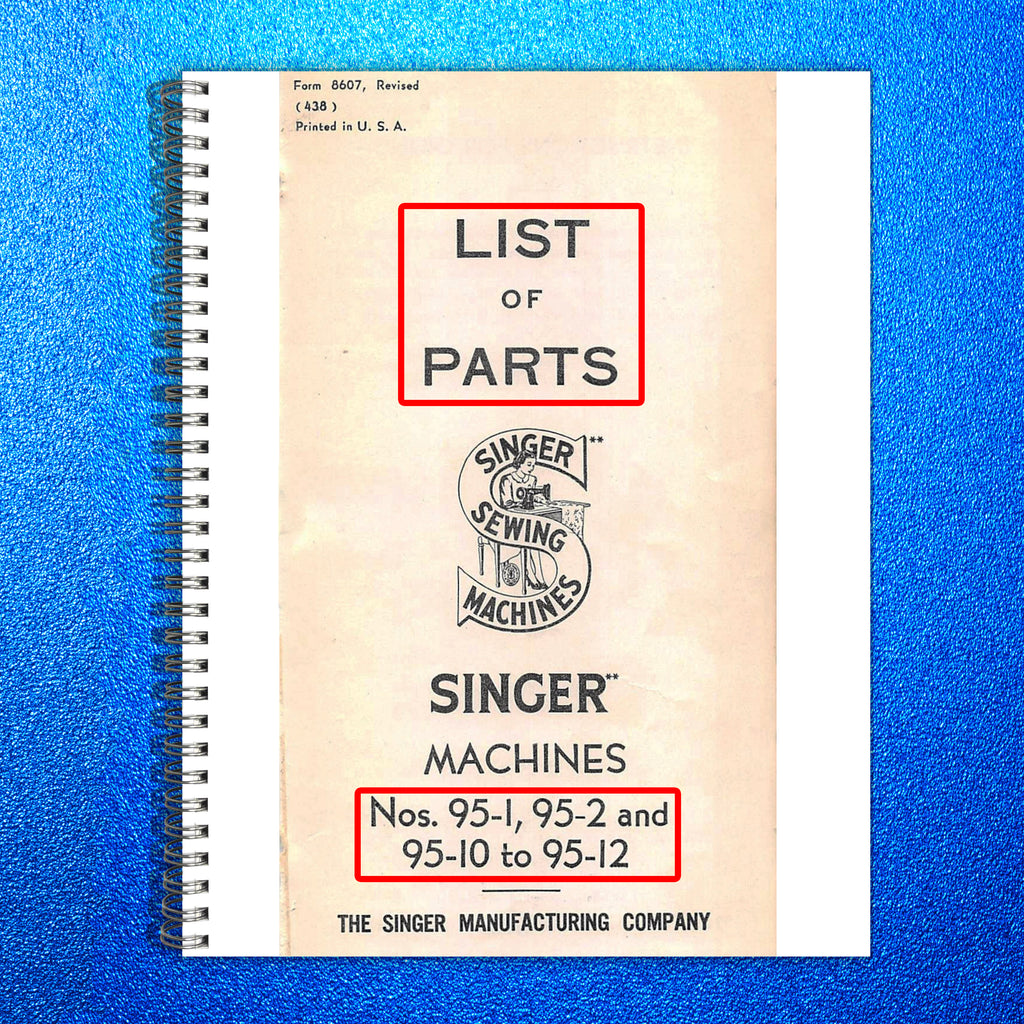 SINGER 95-1 95-2 95-10 95-11 95-12 LIST OF PARTS - WIRE BOUND, PROTECTIVE COVERS