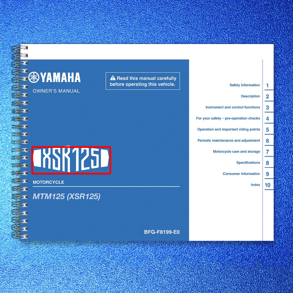 YAMAHA XSR125 Motorcycle Owners Manual 2021 - STEEL WIRE BOUND - TOUGH COVERS